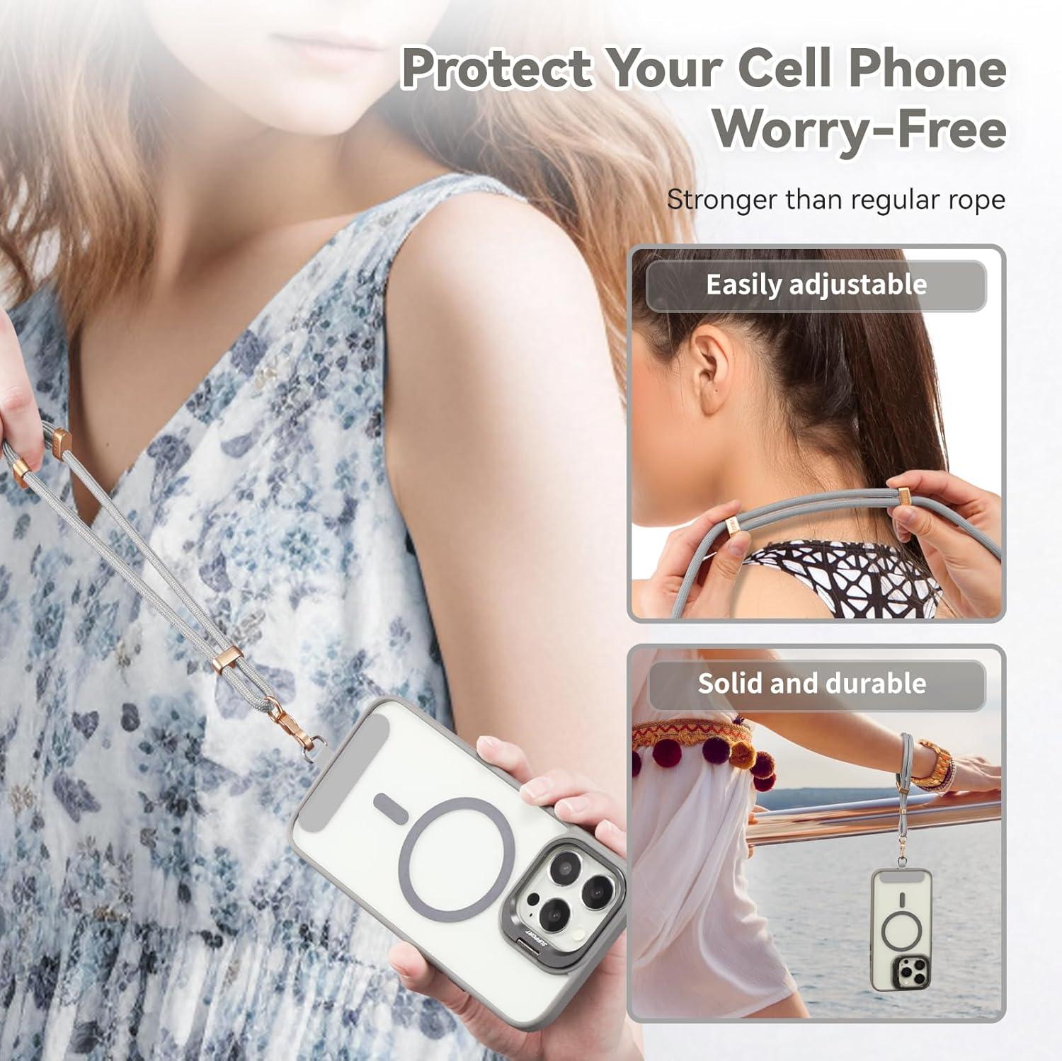 imageVVAAGG Cell Phone Lanyard for iPhone Crossbody Phone Strap and Wrist Strap Most iPhone and Android SmartphonesGrey