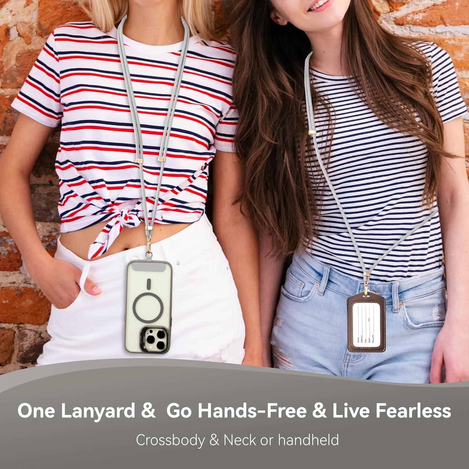 imageVVAAGG Cell Phone Lanyard for iPhone Crossbody Phone Strap and Wrist Strap Most iPhone and Android SmartphonesGrey