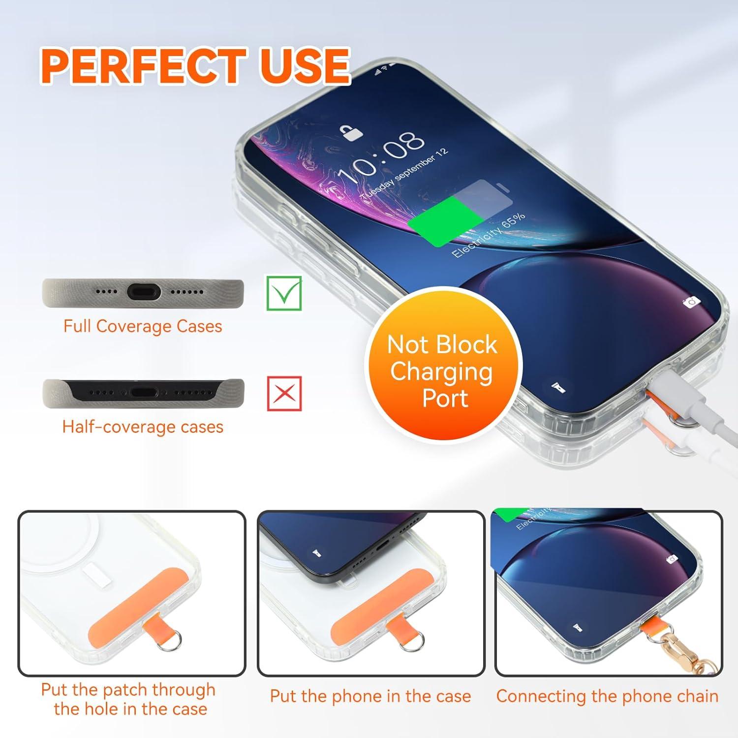 imageVVAAGG Cell Phone Lanyard for iPhone Crossbody Phone Strap and Wrist Strap Most iPhone and Android SmartphonesOrange