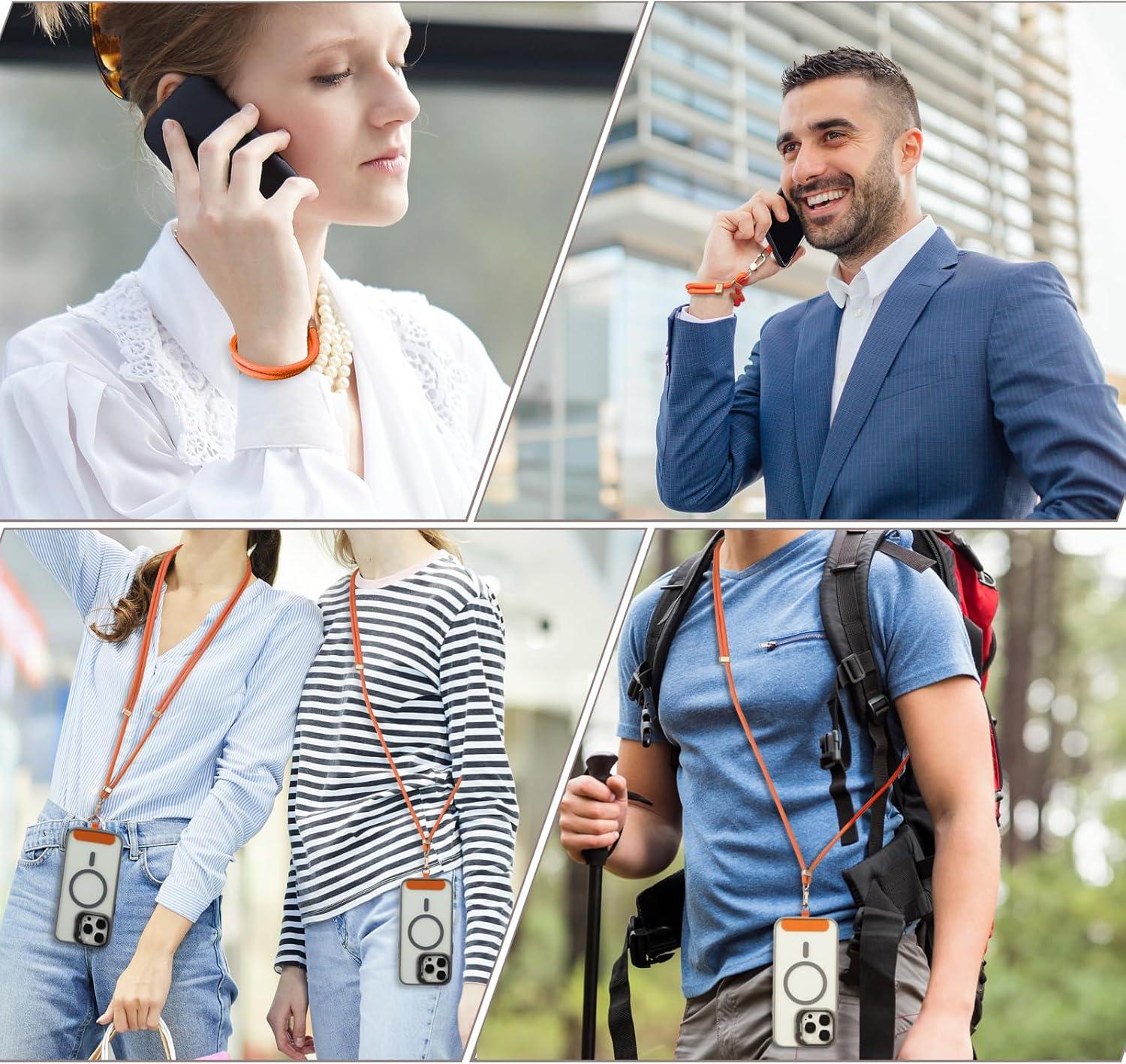 imageVVAAGG Cell Phone Lanyard for iPhone Crossbody Phone Strap and Wrist Strap Most iPhone and Android SmartphonesOrange