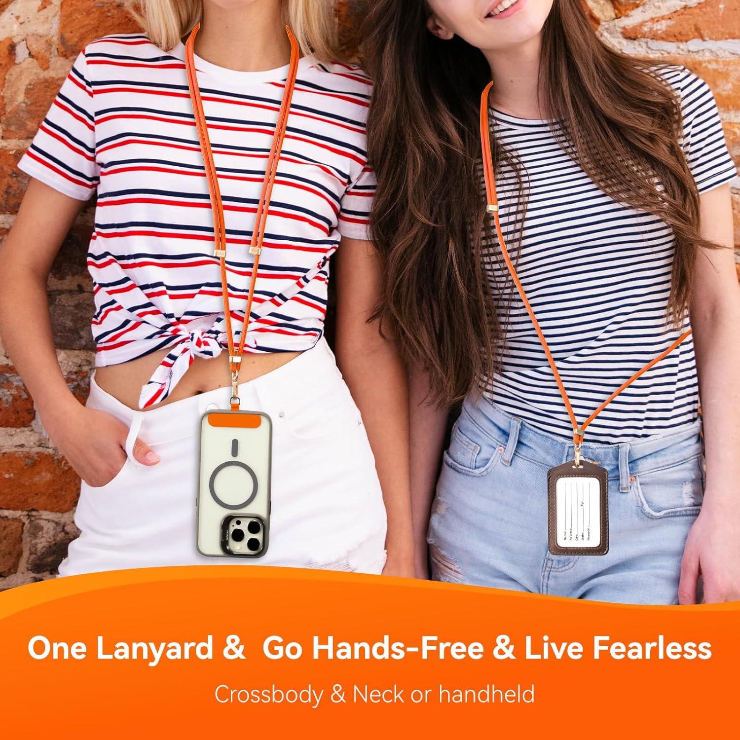 imageVVAAGG Cell Phone Lanyard for iPhone Crossbody Phone Strap and Wrist Strap Most iPhone and Android SmartphonesOrange