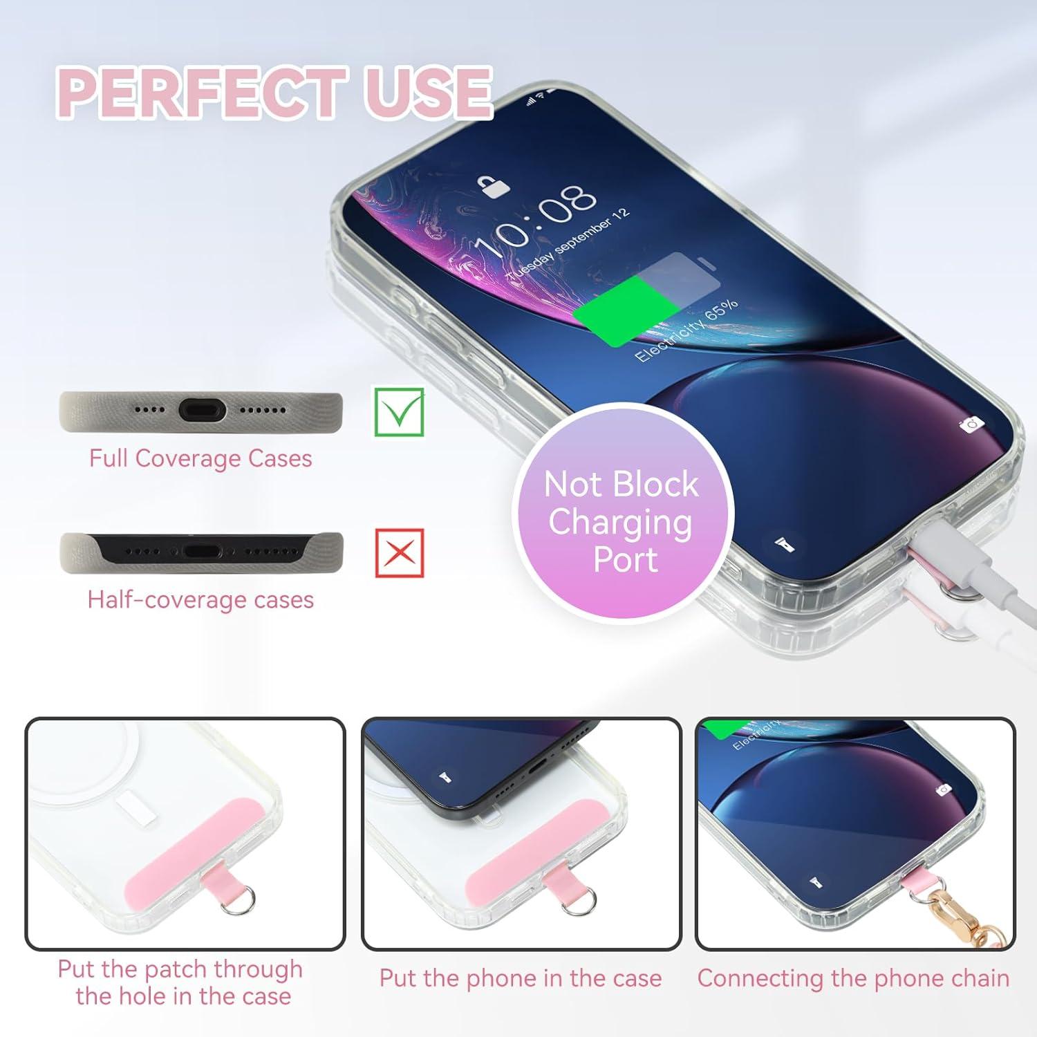 imageVVAAGG Cell Phone Lanyard for iPhone Crossbody Phone Strap and Wrist Strap Most iPhone and Android SmartphonesPink