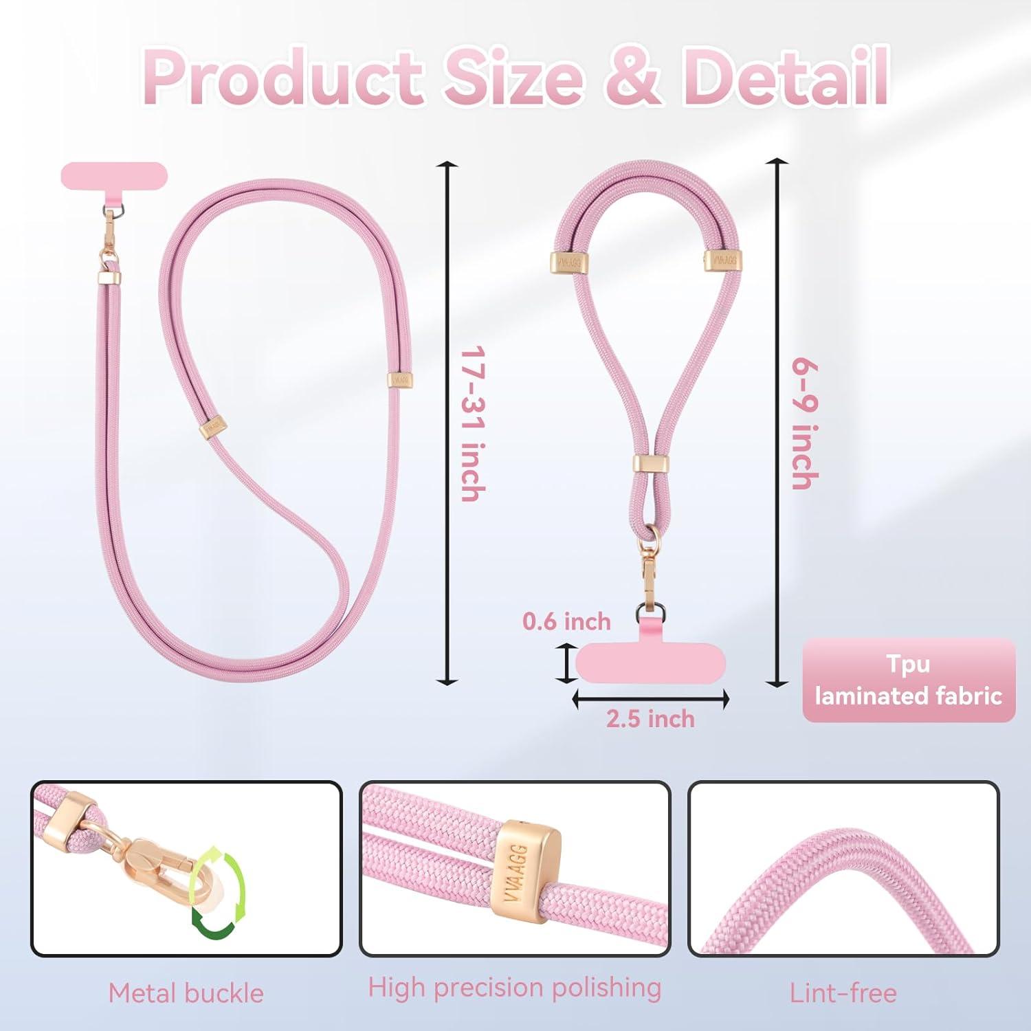 imageVVAAGG Cell Phone Lanyard for iPhone Crossbody Phone Strap and Wrist Strap Most iPhone and Android SmartphonesPink
