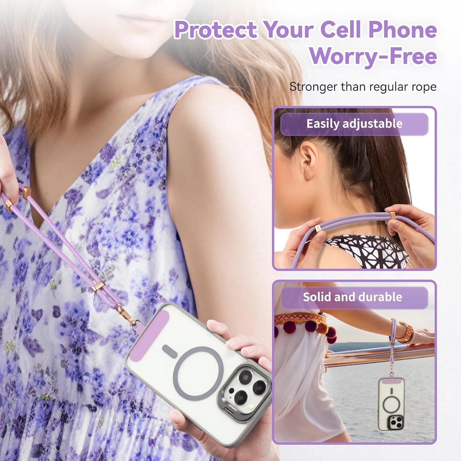 imageVVAAGG Cell Phone Lanyard for iPhone Crossbody Phone Strap and Wrist Strap Most iPhone and Android SmartphonesPurple
