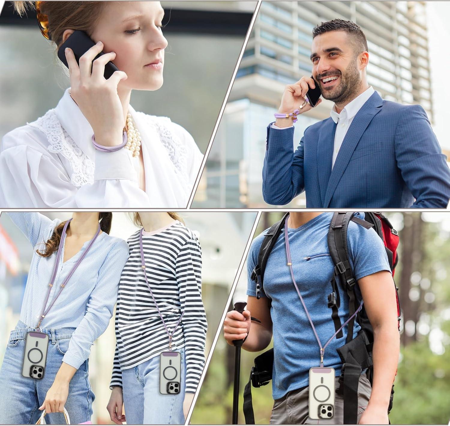 imageVVAAGG Cell Phone Lanyard for iPhone Crossbody Phone Strap and Wrist Strap Most iPhone and Android SmartphonesPurple