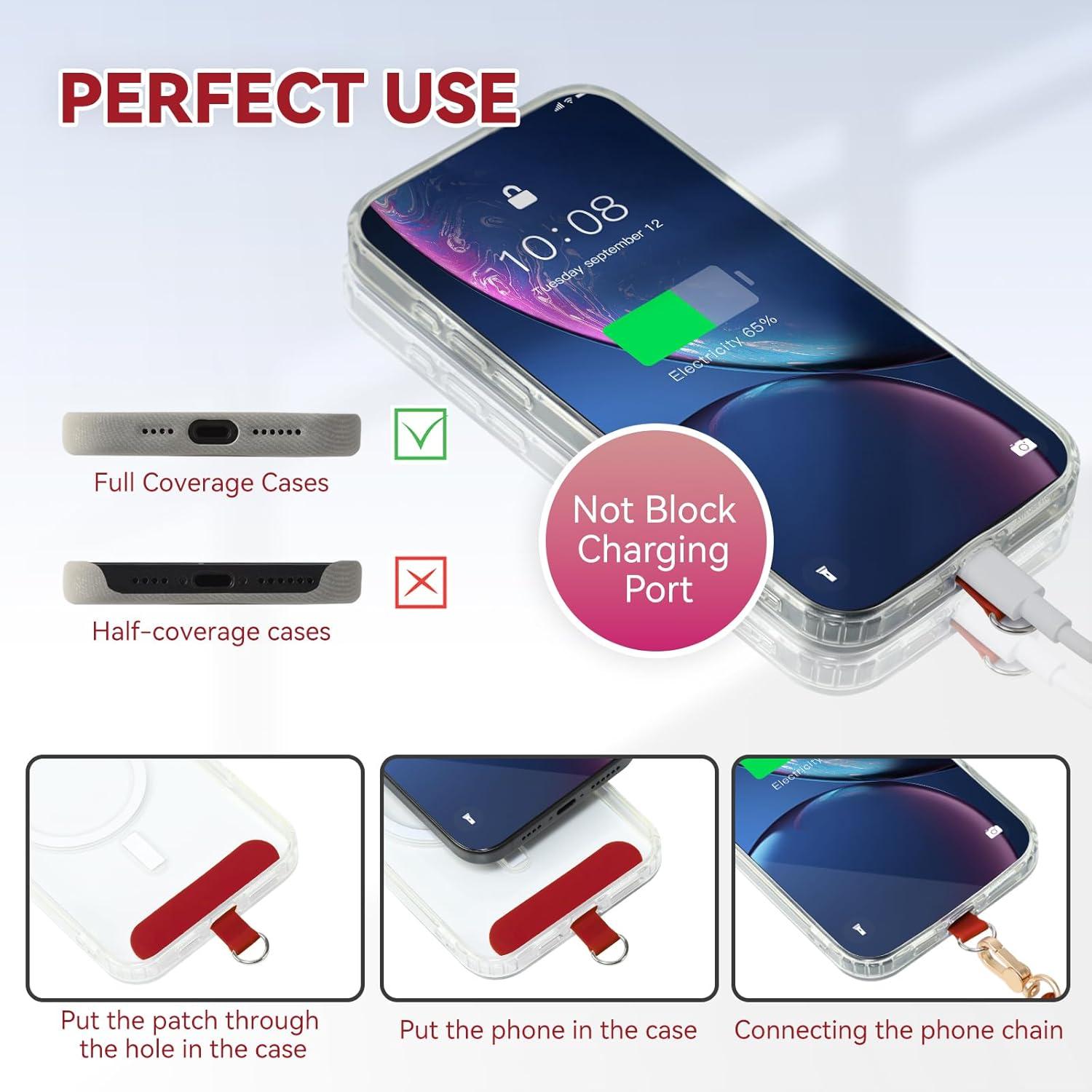 imageVVAAGG Cell Phone Lanyard for iPhone Crossbody Phone Strap and Wrist Strap Most iPhone and Android SmartphonesRed