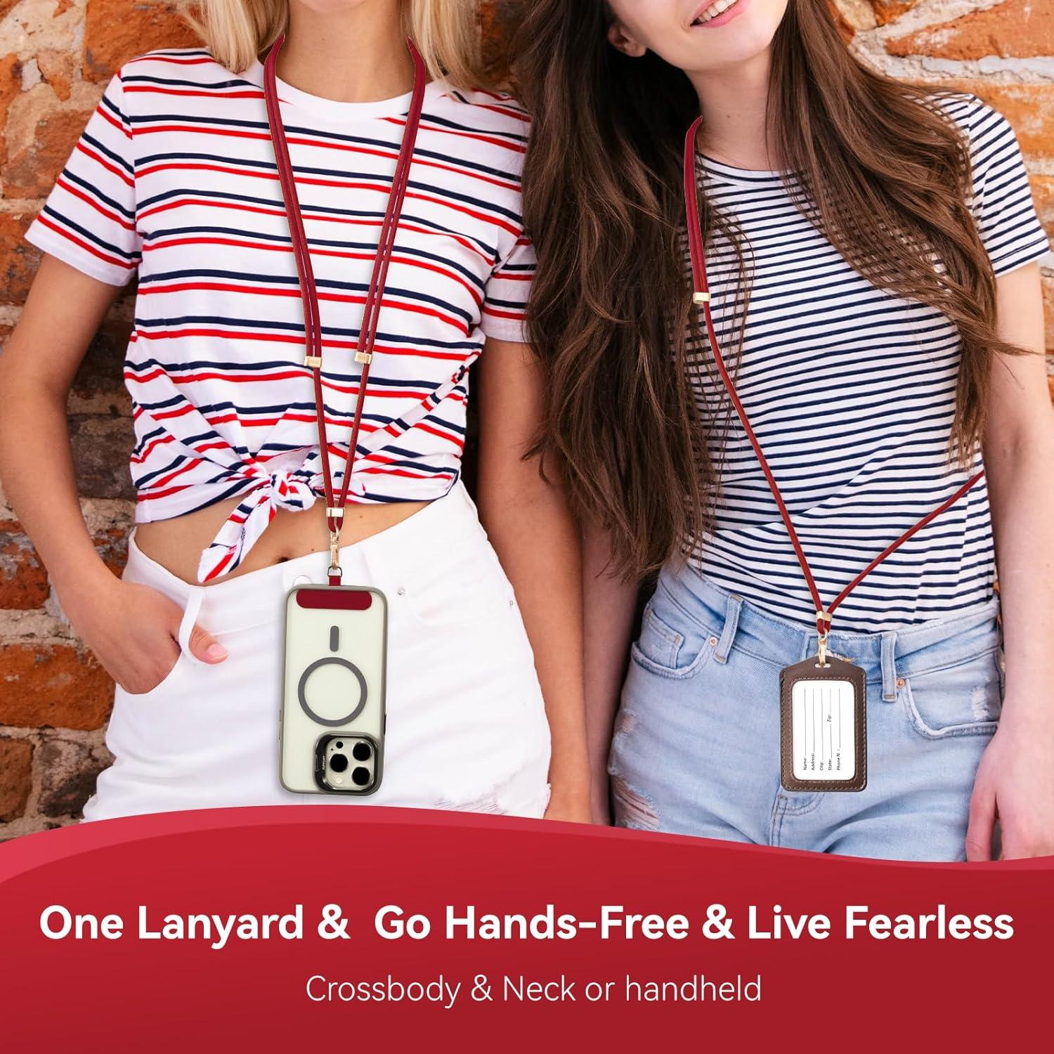 imageVVAAGG Cell Phone Lanyard for iPhone Crossbody Phone Strap and Wrist Strap Most iPhone and Android SmartphonesRed