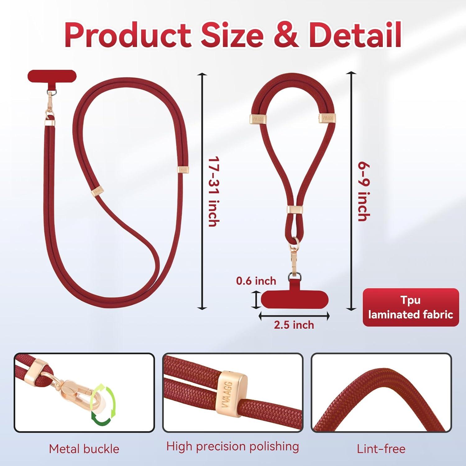 imageVVAAGG Cell Phone Lanyard for iPhone Crossbody Phone Strap and Wrist Strap Most iPhone and Android SmartphonesRed