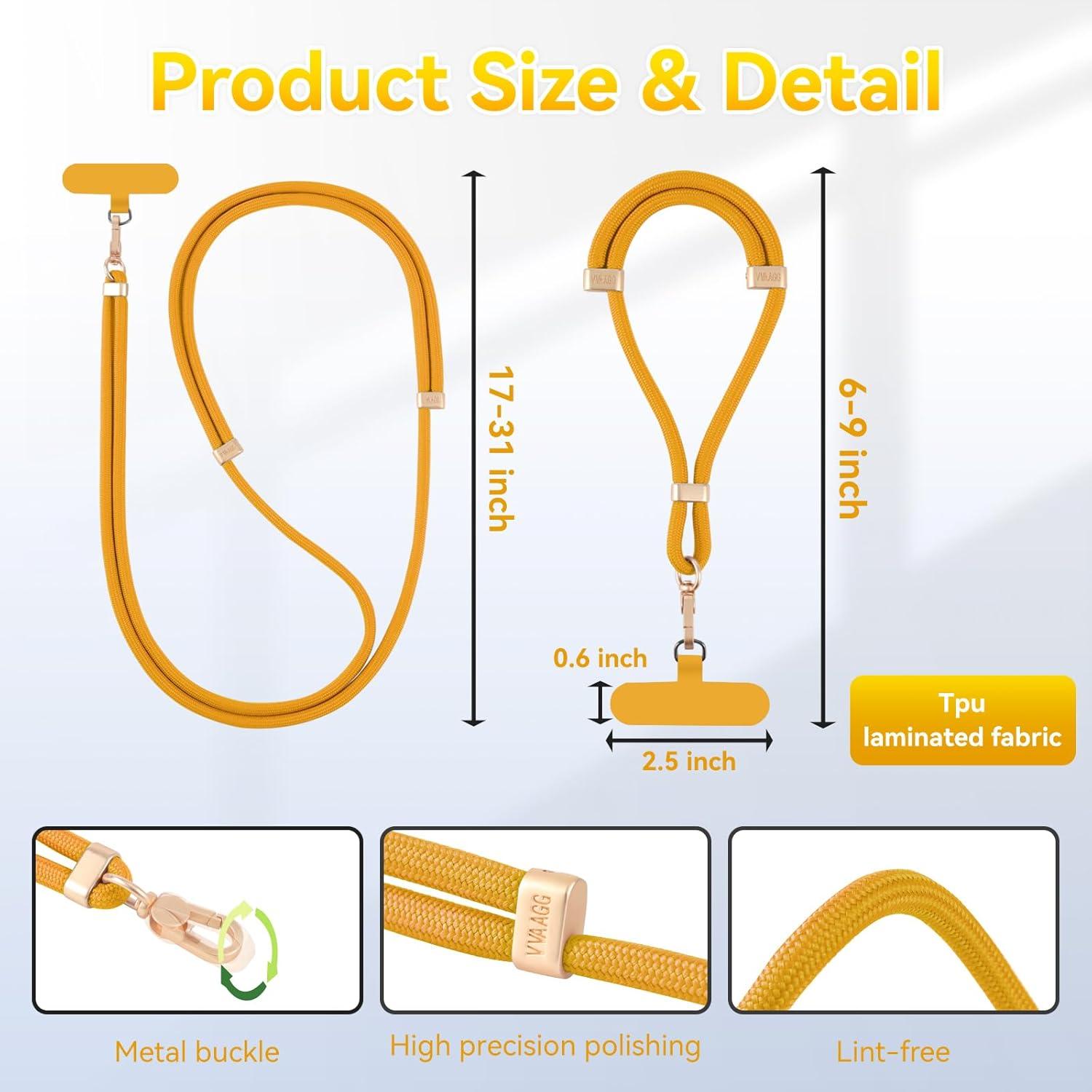 imageVVAAGG Cell Phone Lanyard for iPhone Crossbody Phone Strap and Wrist Strap Most iPhone and Android SmartphonesYellow