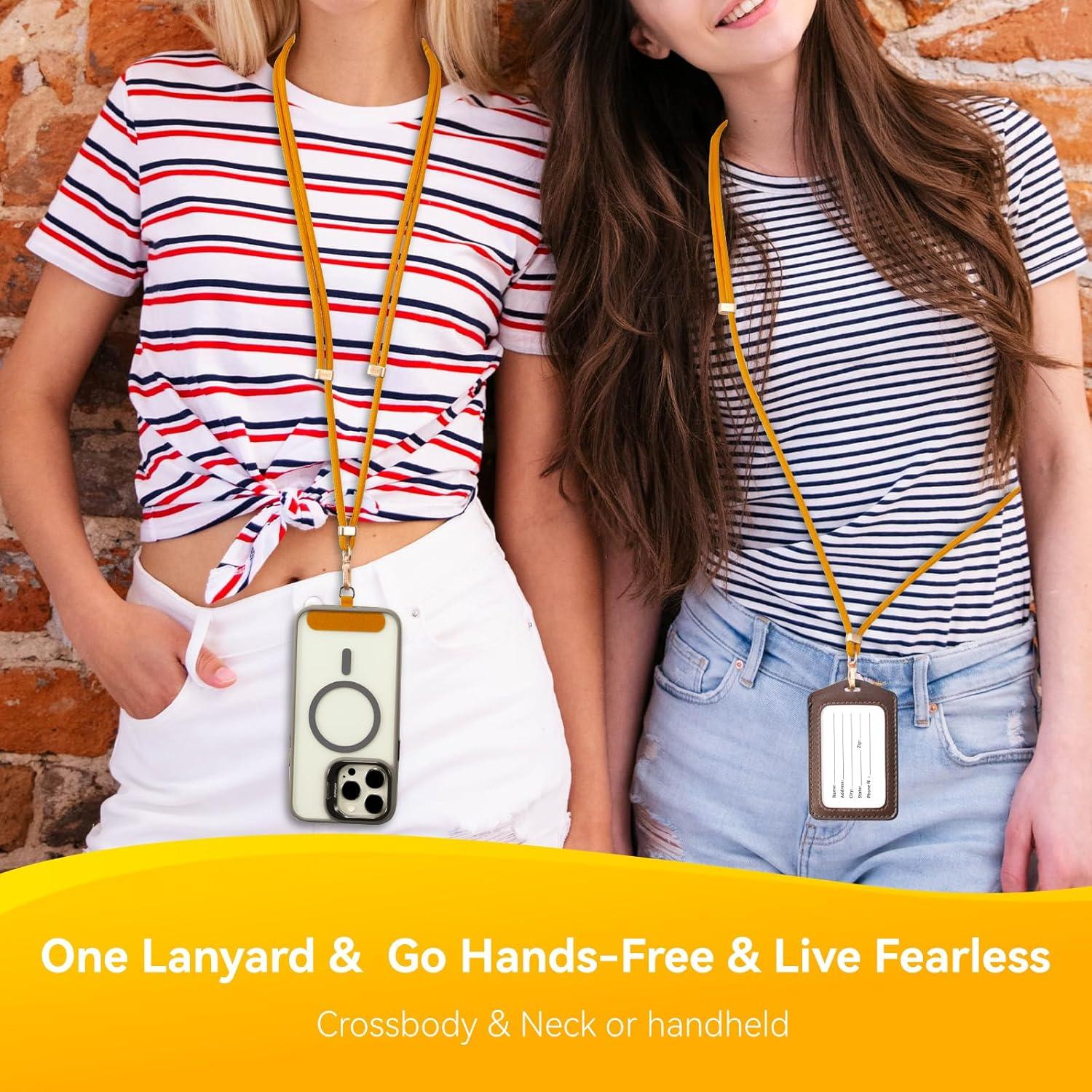 imageVVAAGG Cell Phone Lanyard for iPhone Crossbody Phone Strap and Wrist Strap Most iPhone and Android SmartphonesYellow