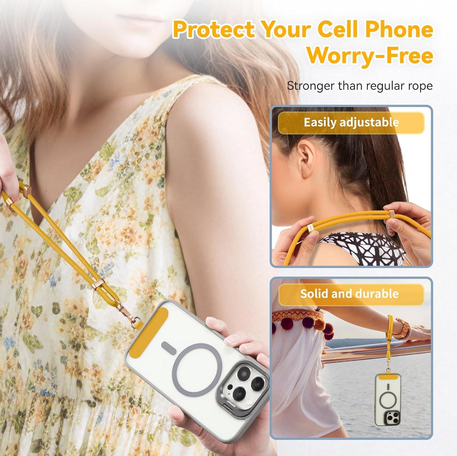 imageVVAAGG Cell Phone Lanyard for iPhone Crossbody Phone Strap and Wrist Strap Most iPhone and Android SmartphonesYellow