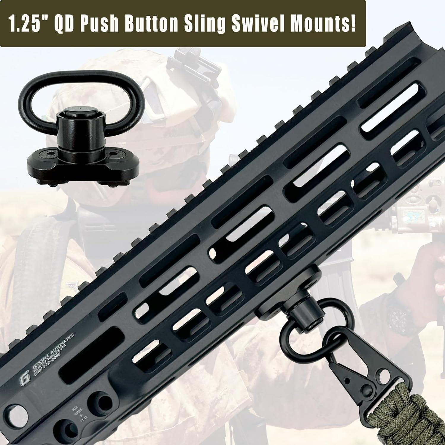 imageVVAAGG Paracord Sling with Shoulder Pad and QD Sling Mount 2 Point QD SlingArmy Green