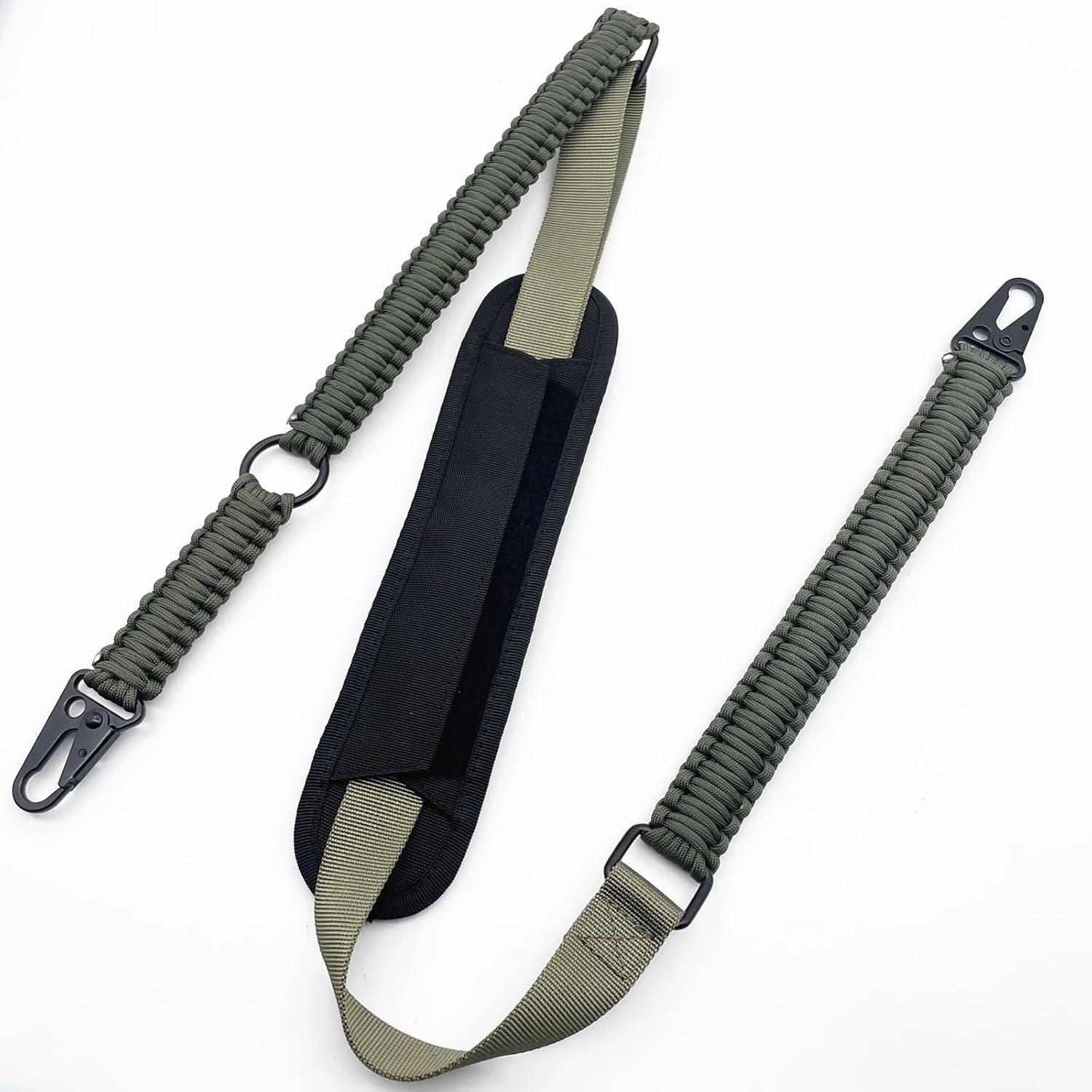imageVVAAGG Paracord Sling with Shoulder Pad and QD Sling Mount 2 Point QD SlingArmy Green