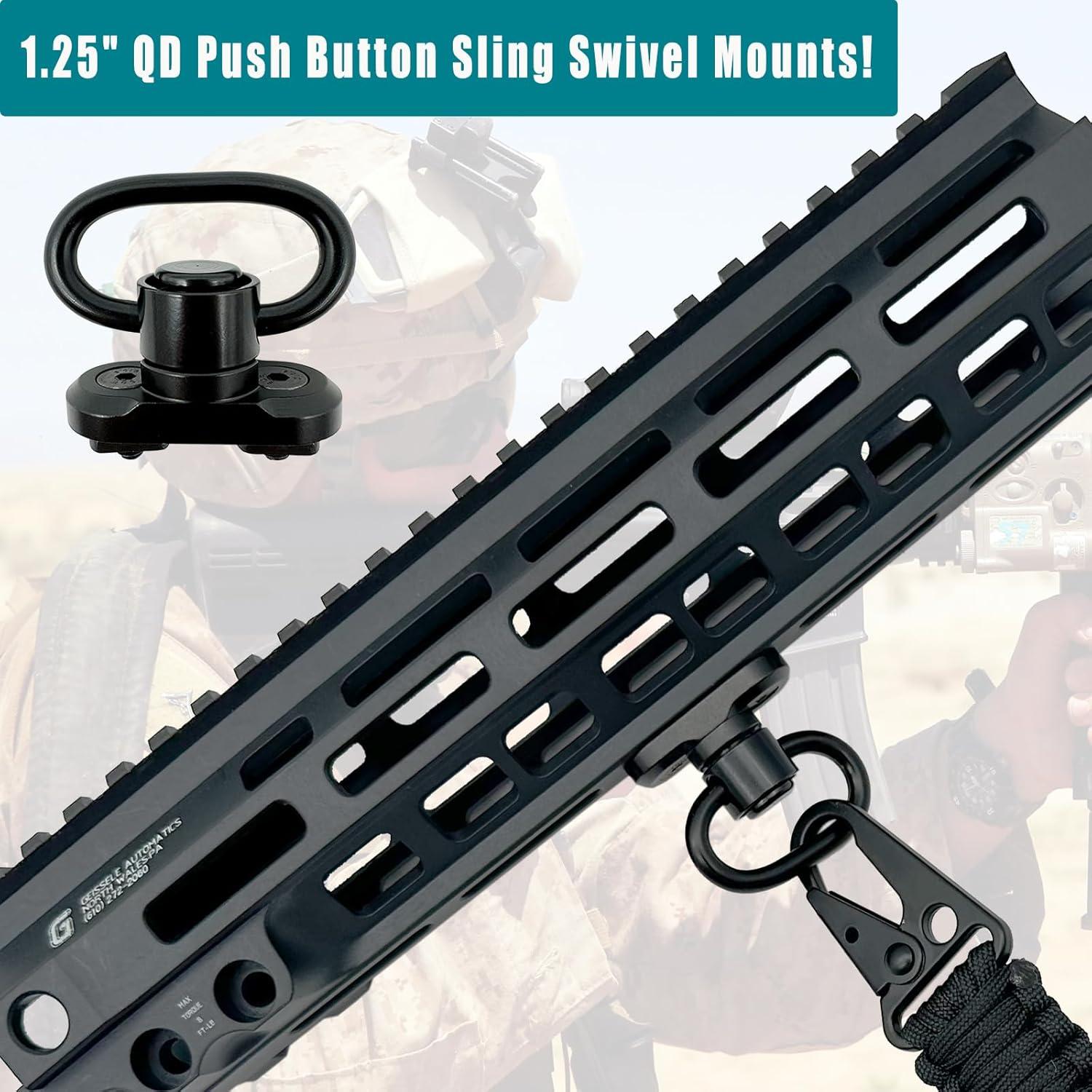 imageVVAAGG Paracord Sling with Shoulder Pad and QD Sling Mount 2 Point QD SlingBlack