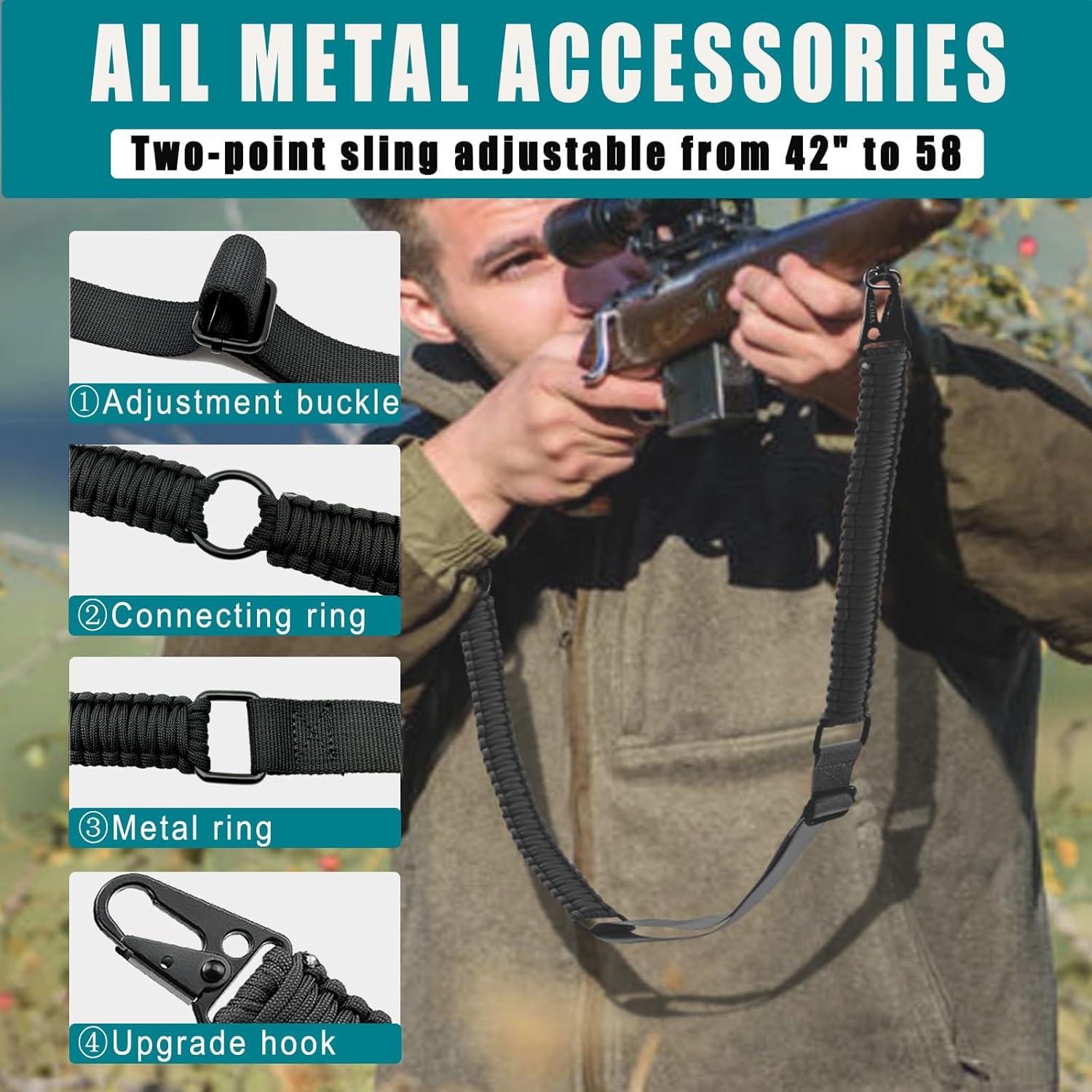 imageVVAAGG Paracord Sling with Shoulder Pad and QD Sling Mount 2 Point QD SlingBlack