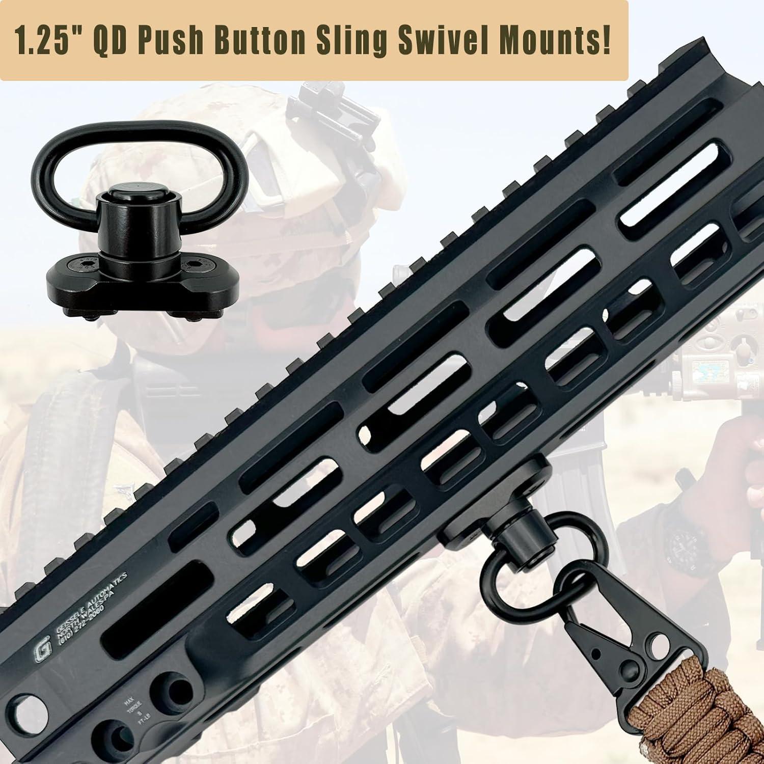 imageVVAAGG Paracord Sling with Shoulder Pad and QD Sling Mount 2 Point QD SlingBrown