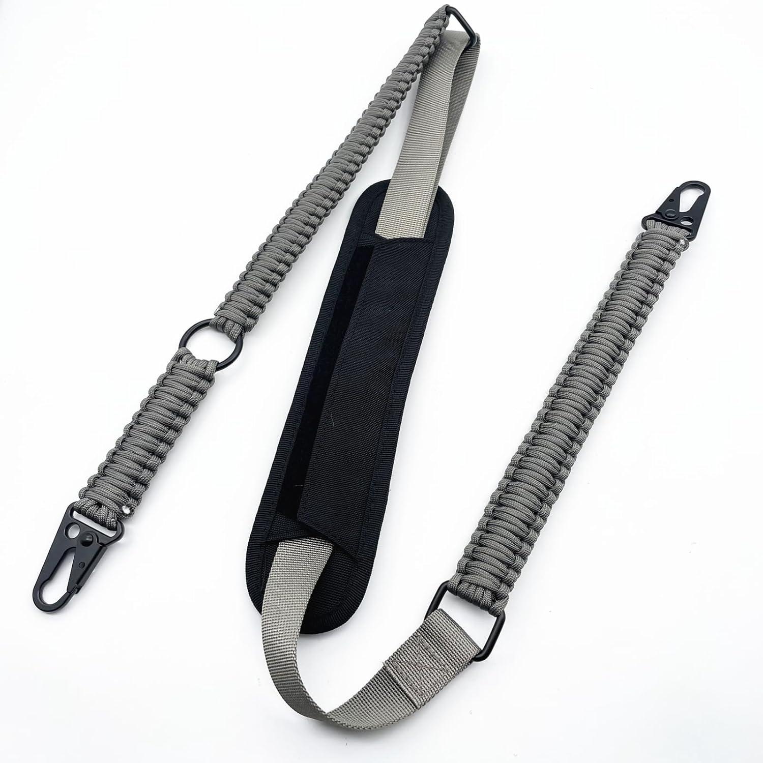 imageVVAAGG Paracord Sling with Shoulder Pad and QD Sling Mount 2 Point QD SlingGray