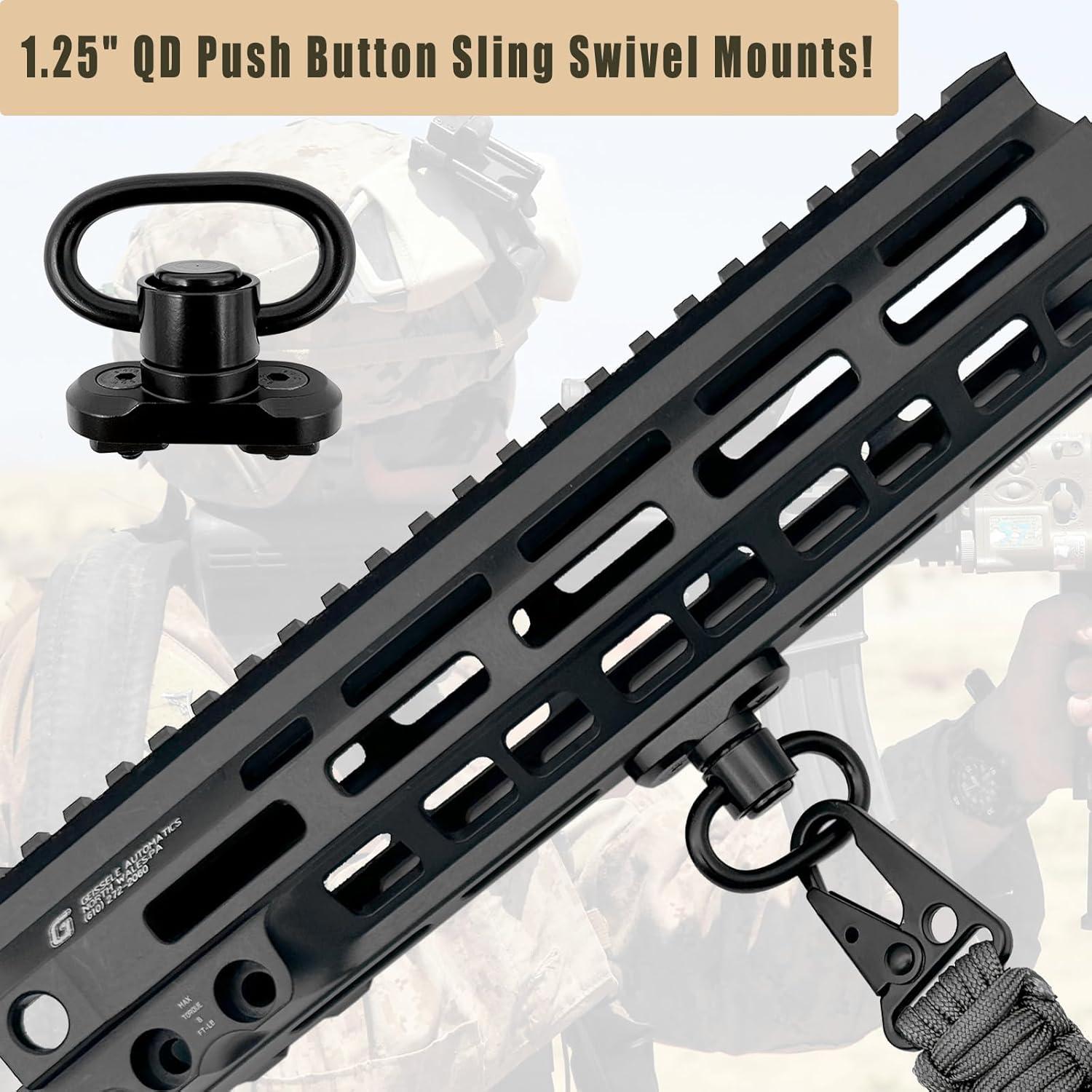 imageVVAAGG Paracord Sling with Shoulder Pad and QD Sling Mount 2 Point QD SlingGray