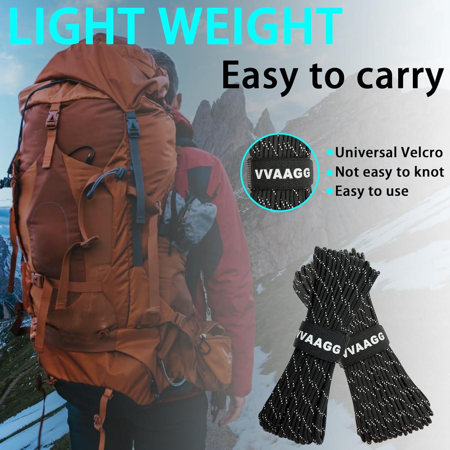 imageVVAAGG Reflective Paracord Rope 100FT 7 Strand Nylon para Cord Lanyard Utility 550 Parachute Cord 4mm Thin Tent Rope for Outdoor Camping HikingBlack