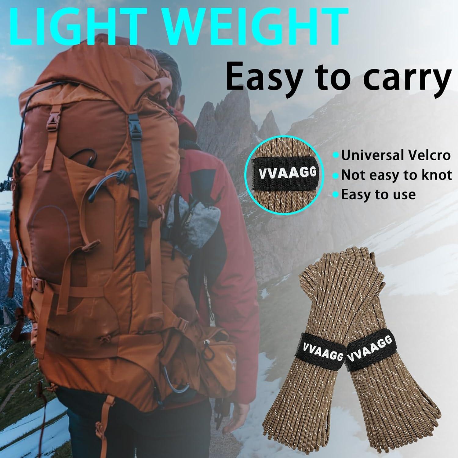 imageVVAAGG Reflective Paracord Rope 100FT 7 Strand Nylon para Cord Lanyard Utility 550 Parachute Cord 4mm Thin Tent Rope for Outdoor Camping HikingTan