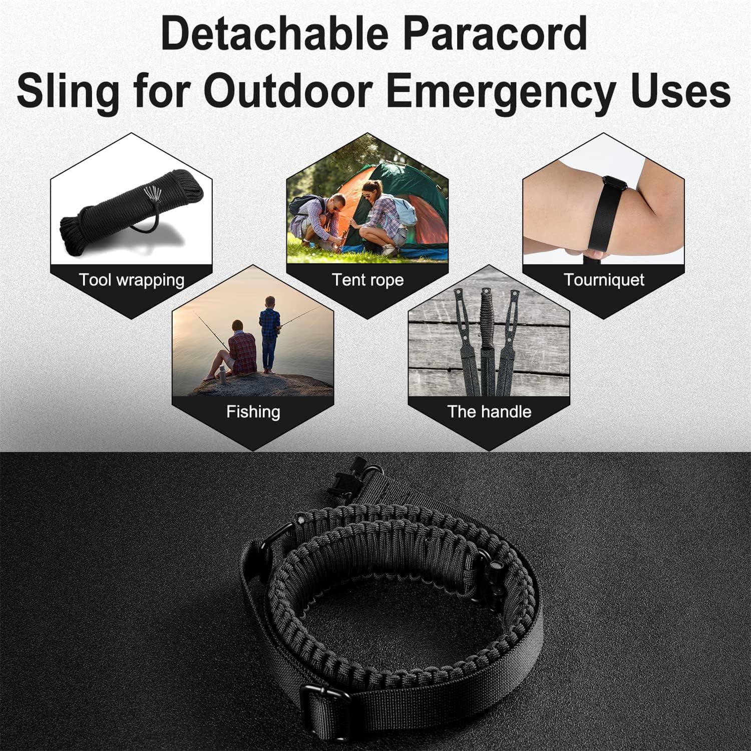 imageVVAAGG TwoPoint Paracord Rifle Sling with Swivels NonSlip Gun Sling with Adjustable Length StrapBlack