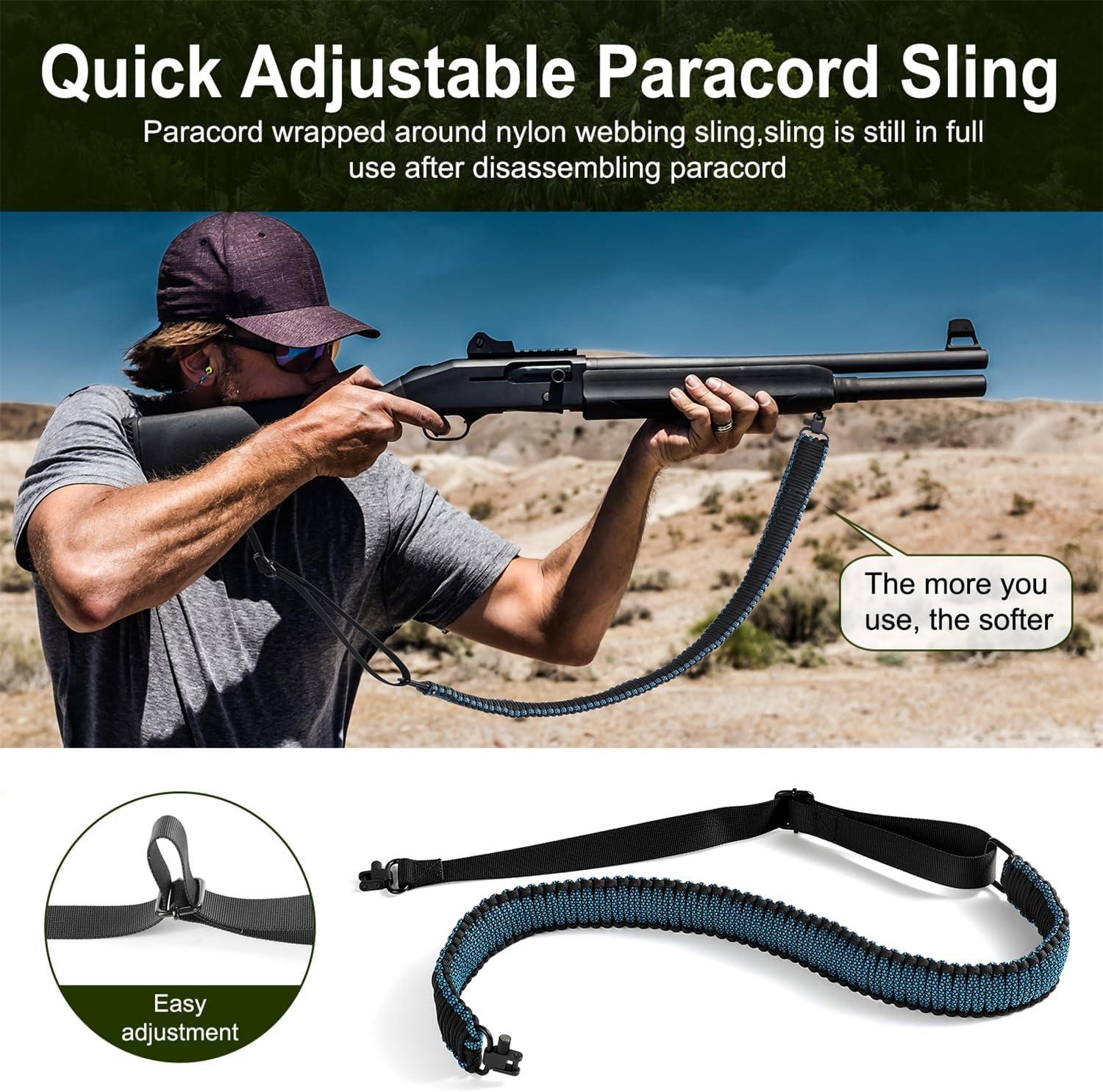 imageVVAAGG TwoPoint Paracord Rifle Sling with Swivels NonSlip Gun Sling with Adjustable Length StrapBlackBlue