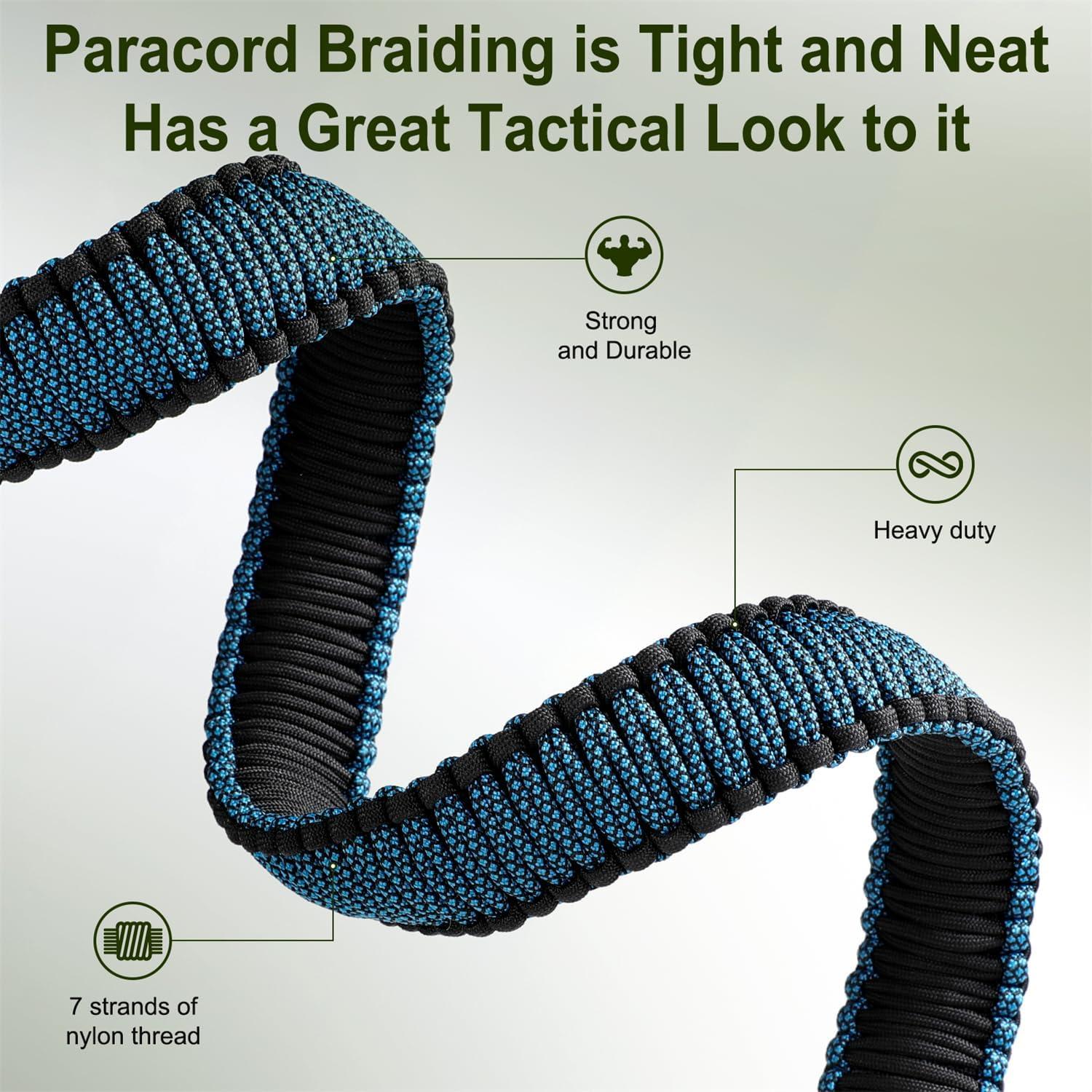 imageVVAAGG TwoPoint Paracord Rifle Sling with Swivels NonSlip Gun Sling with Adjustable Length StrapBlackBlue