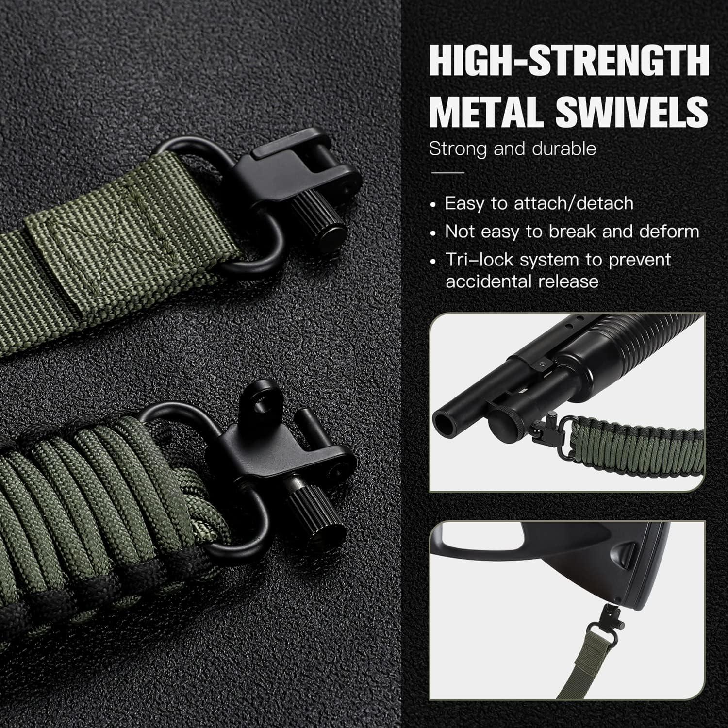 imageVVAAGG TwoPoint Paracord Rifle Sling with Swivels NonSlip Gun Sling with Adjustable Length StrapBlackGray