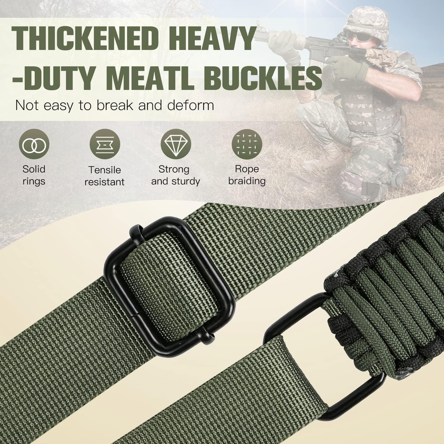 imageVVAAGG TwoPoint Paracord Rifle Sling with Swivels NonSlip Gun Sling with Adjustable Length StrapBlackGray