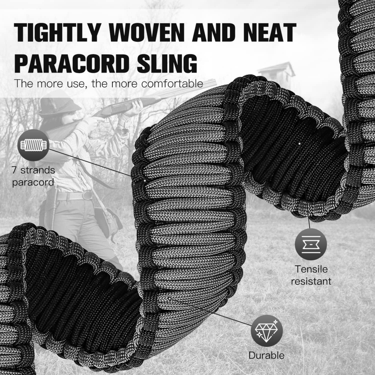 imageVVAAGG TwoPoint Paracord Rifle Sling with Swivels NonSlip Gun Sling with Adjustable Length StrapBlackGray