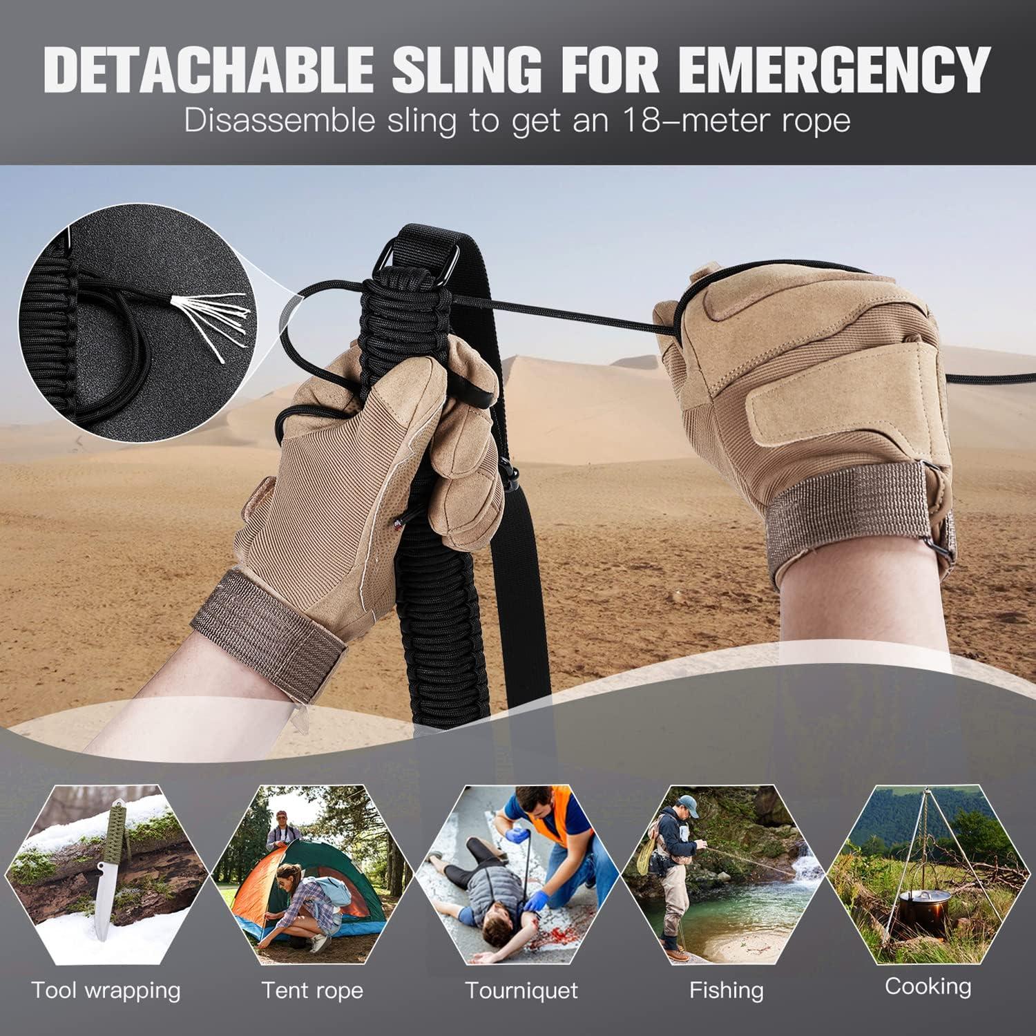 imageVVAAGG TwoPoint Paracord Rifle Sling with Swivels NonSlip Gun Sling with Adjustable Length StrapBlackGray