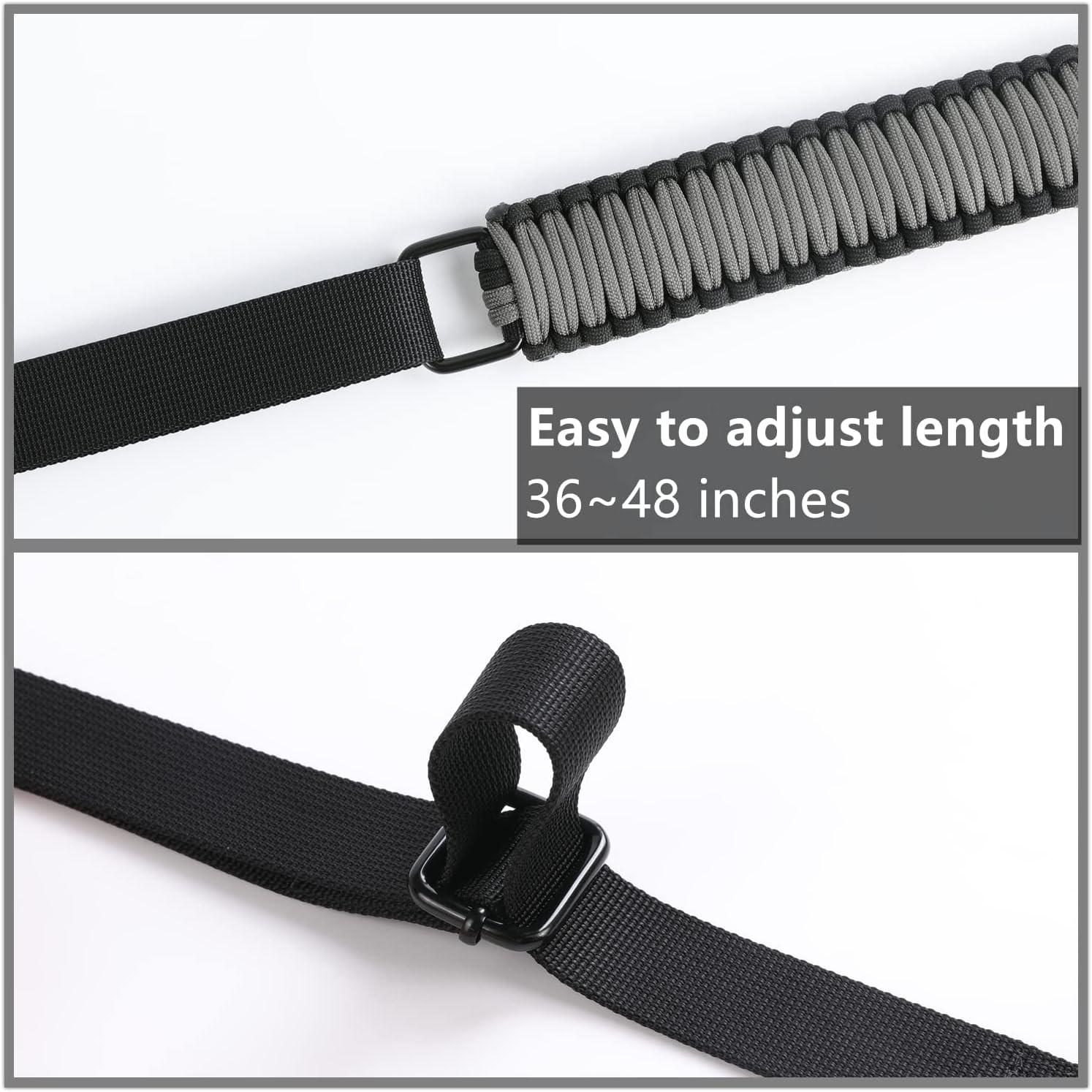 imageVVAAGG TwoPoint Paracord Rifle Sling with Swivels NonSlip Gun Sling with Adjustable Length StrapBlackGray