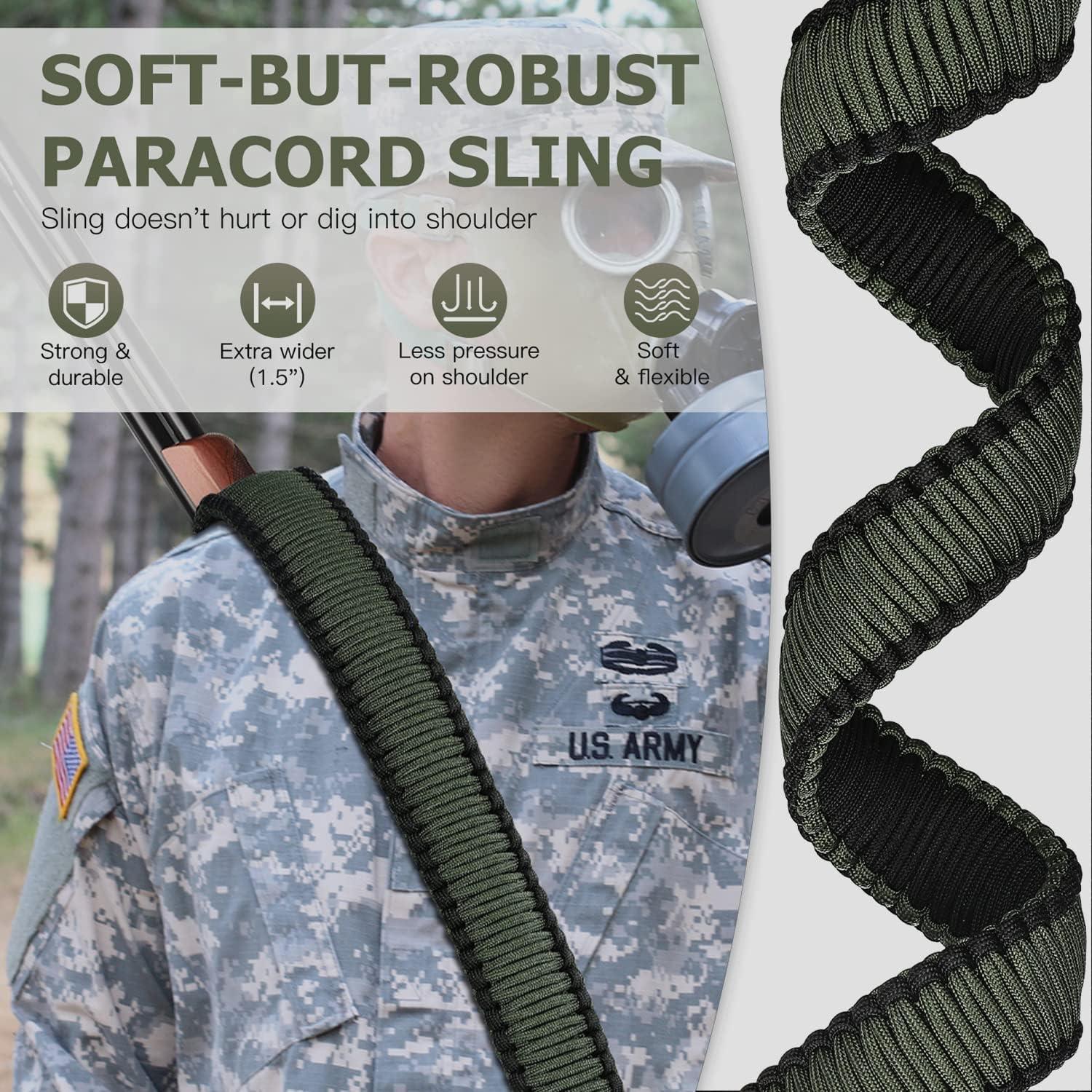 imageVVAAGG TwoPoint Paracord Rifle Sling with Swivels NonSlip Gun Sling with Adjustable Length StrapBlackGray