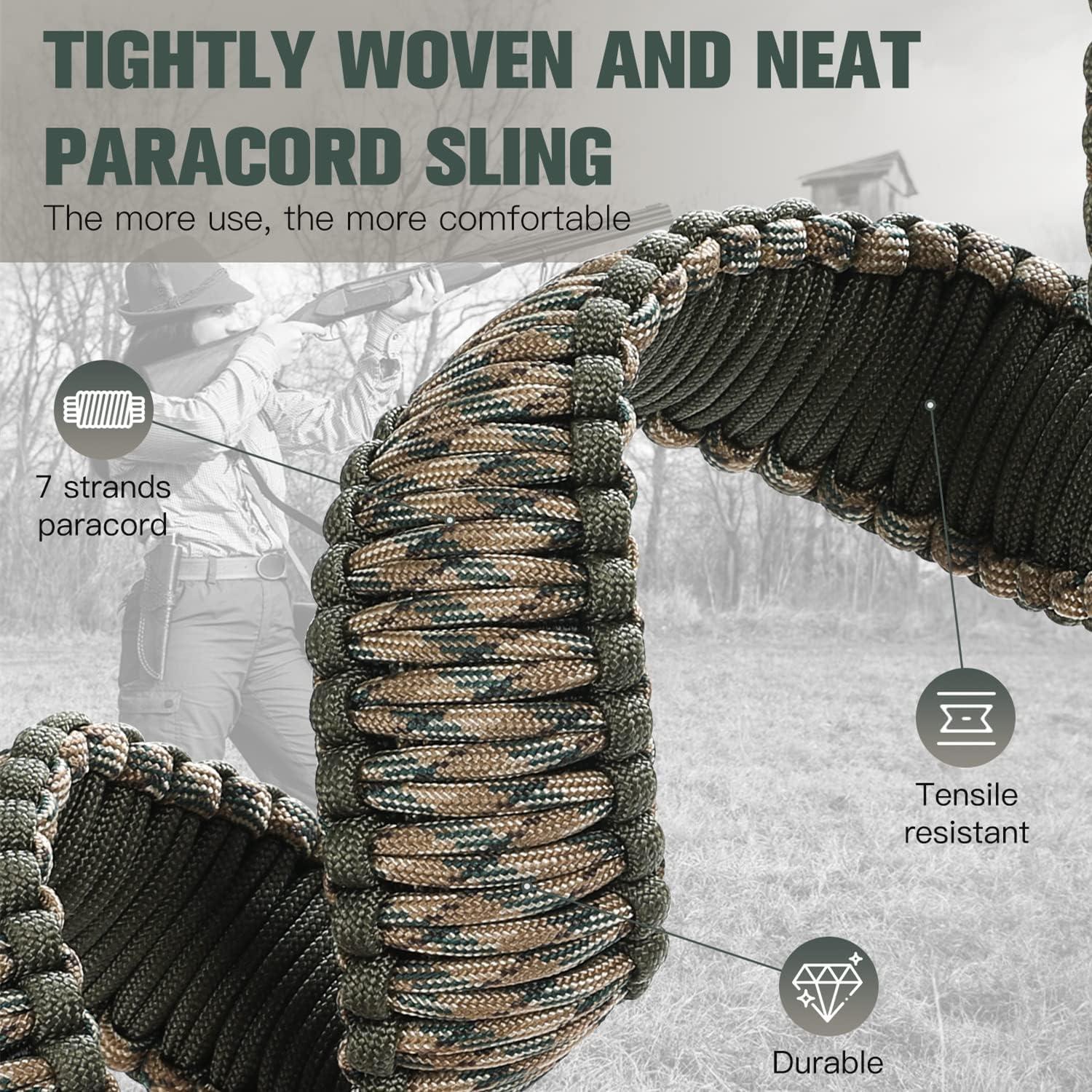 imageVVAAGG TwoPoint Paracord Rifle Sling with Swivels NonSlip Gun Sling with Adjustable Length StrapCamo