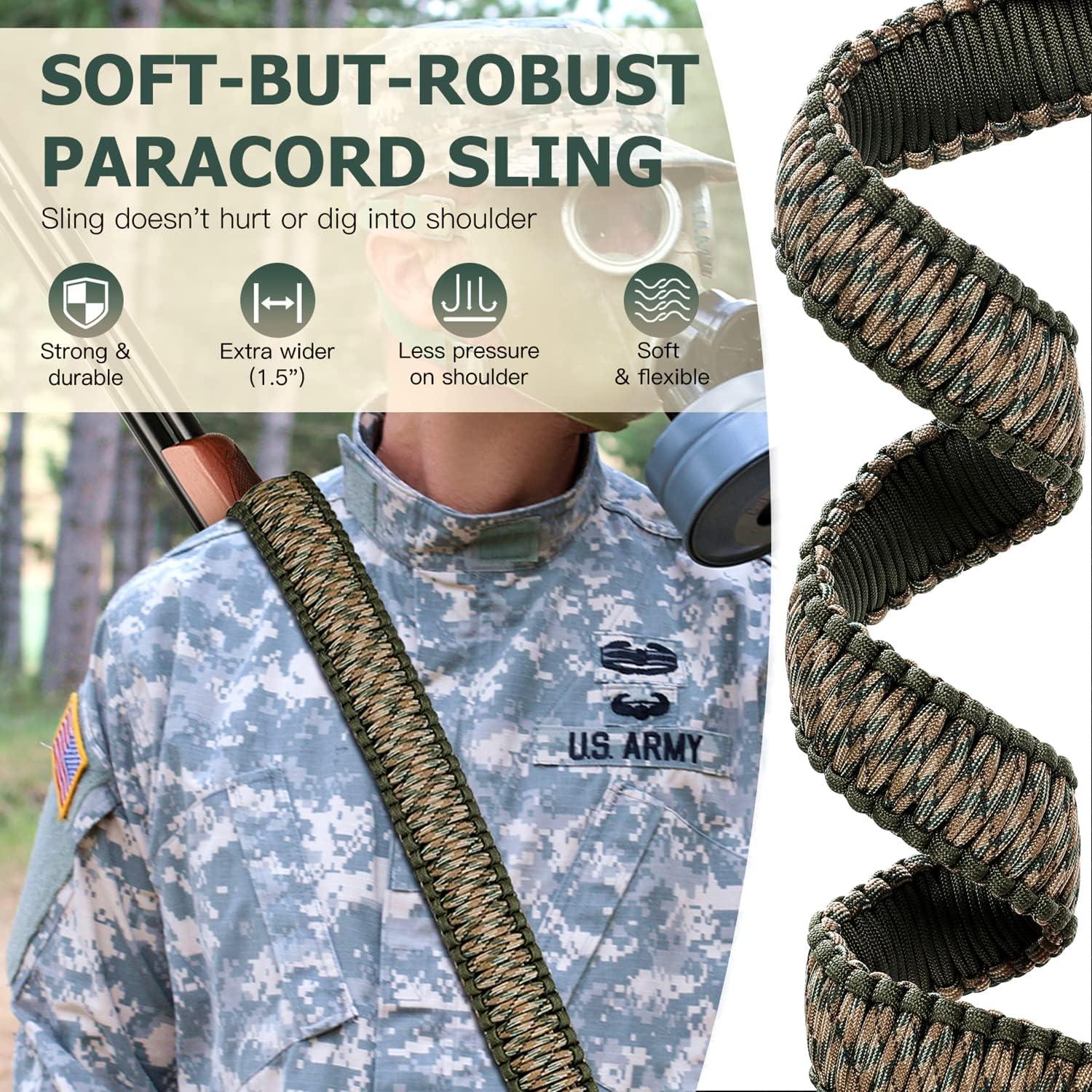 imageVVAAGG TwoPoint Paracord Rifle Sling with Swivels NonSlip Gun Sling with Adjustable Length StrapCamo