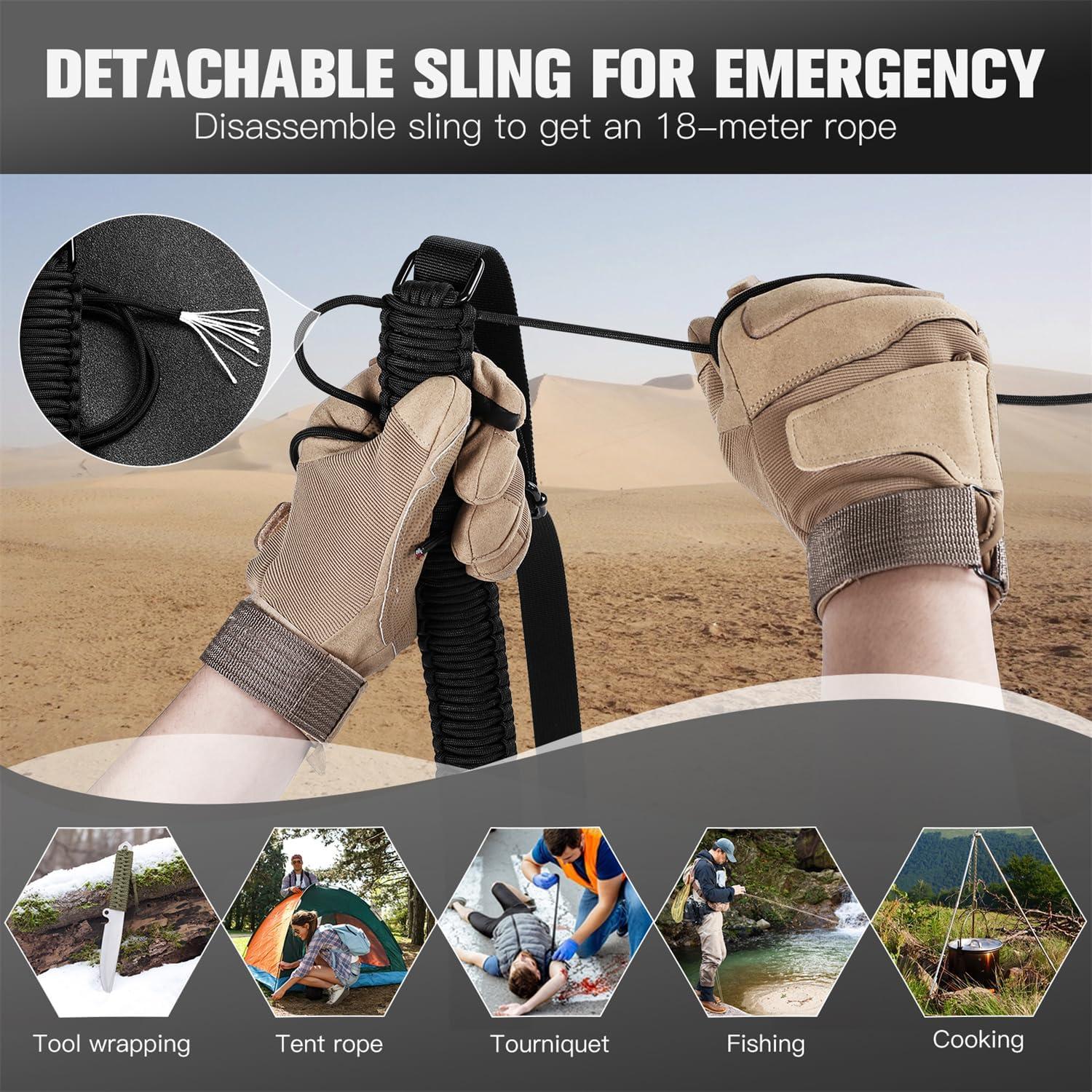 imageVVAAGG TwoPoint Paracord Rifle Sling with Swivels NonSlip Gun Sling with Adjustable Length StrapGray