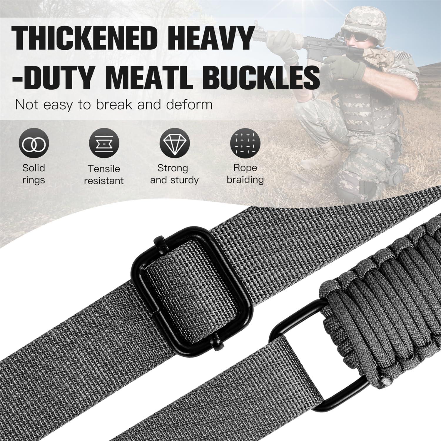 imageVVAAGG TwoPoint Paracord Rifle Sling with Swivels NonSlip Gun Sling with Adjustable Length StrapGray