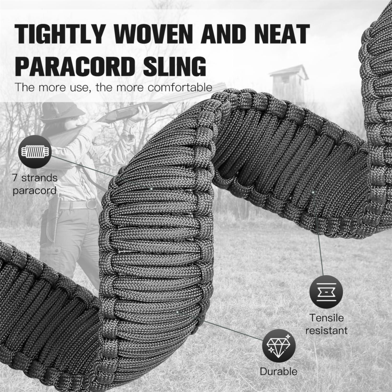 imageVVAAGG TwoPoint Paracord Rifle Sling with Swivels NonSlip Gun Sling with Adjustable Length StrapGray