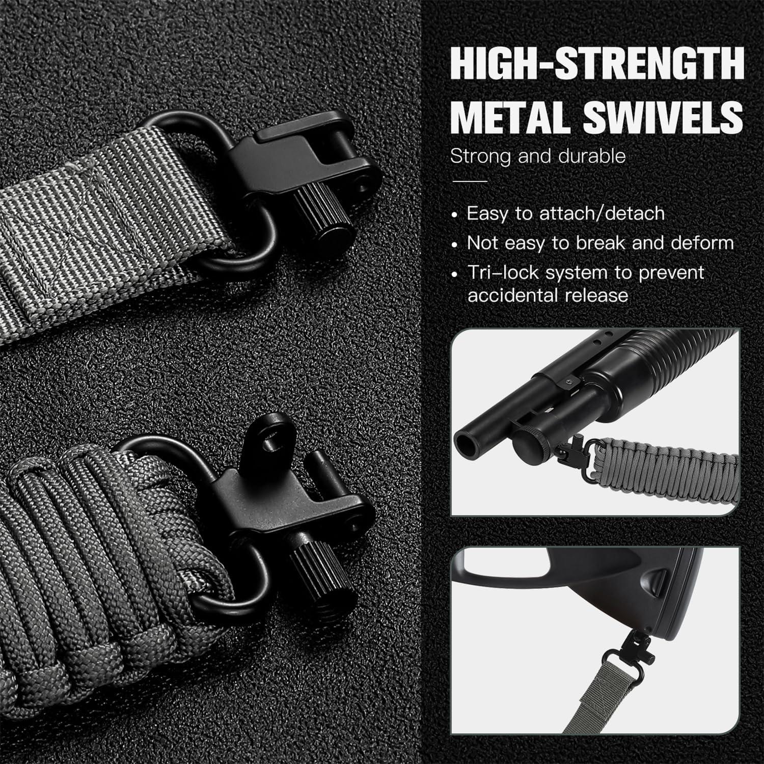 imageVVAAGG TwoPoint Paracord Rifle Sling with Swivels NonSlip Gun Sling with Adjustable Length StrapGray