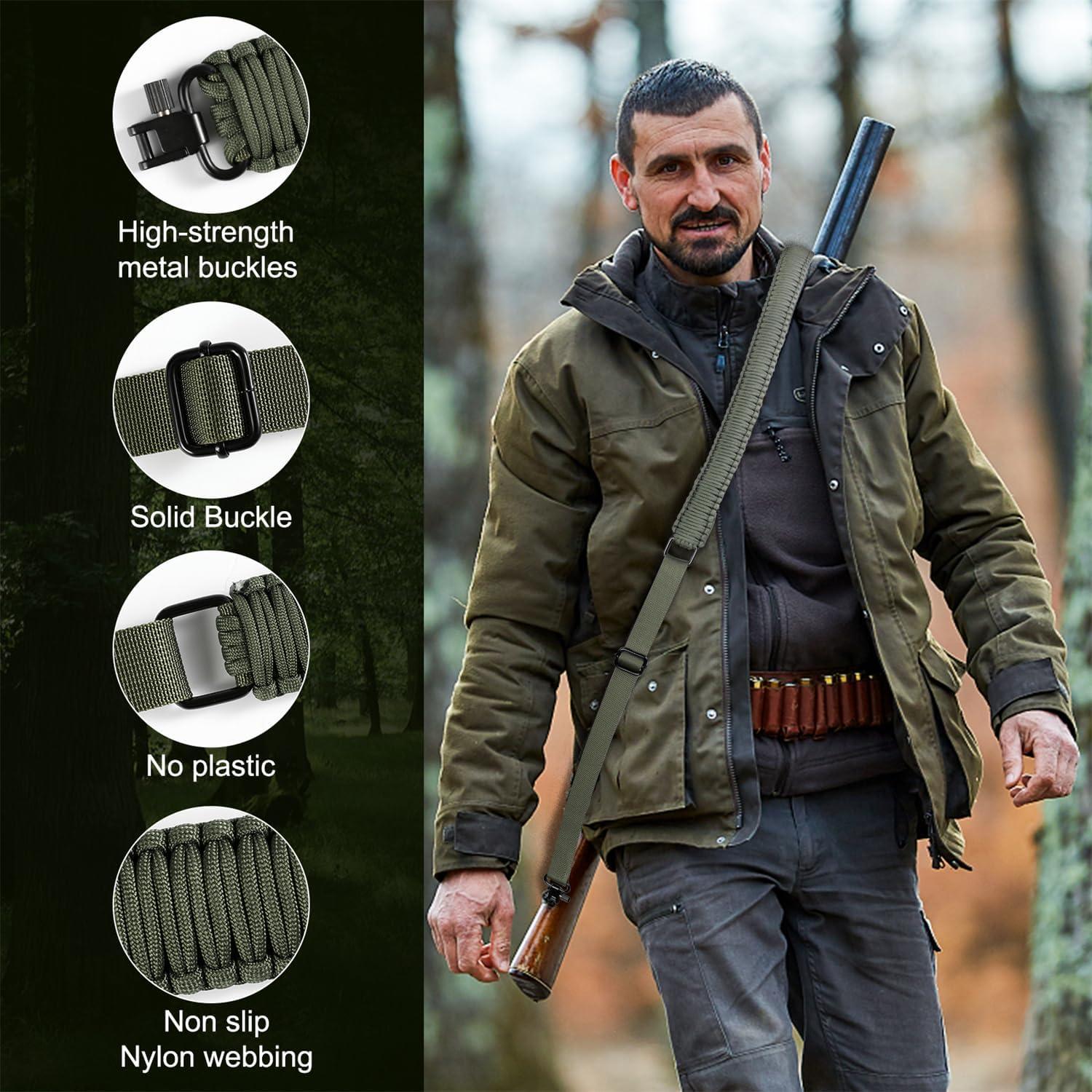 imageVVAAGG TwoPoint Paracord Rifle Sling with Swivels NonSlip Gun Sling with Adjustable Length StrapGreen