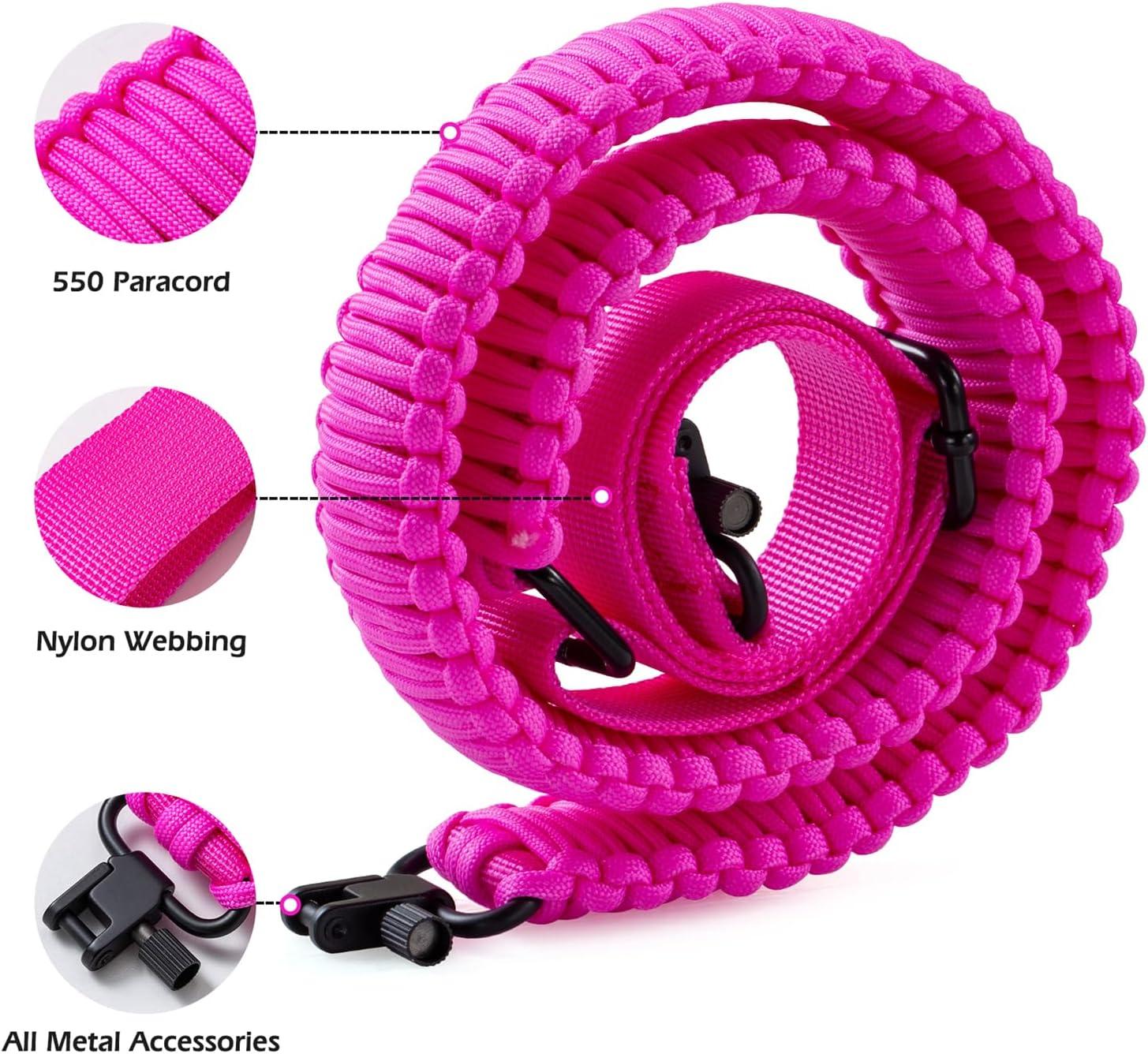 imageVVAAGG TwoPoint Paracord Rifle Sling with Swivels NonSlip Gun Sling with Adjustable Length StrapPink