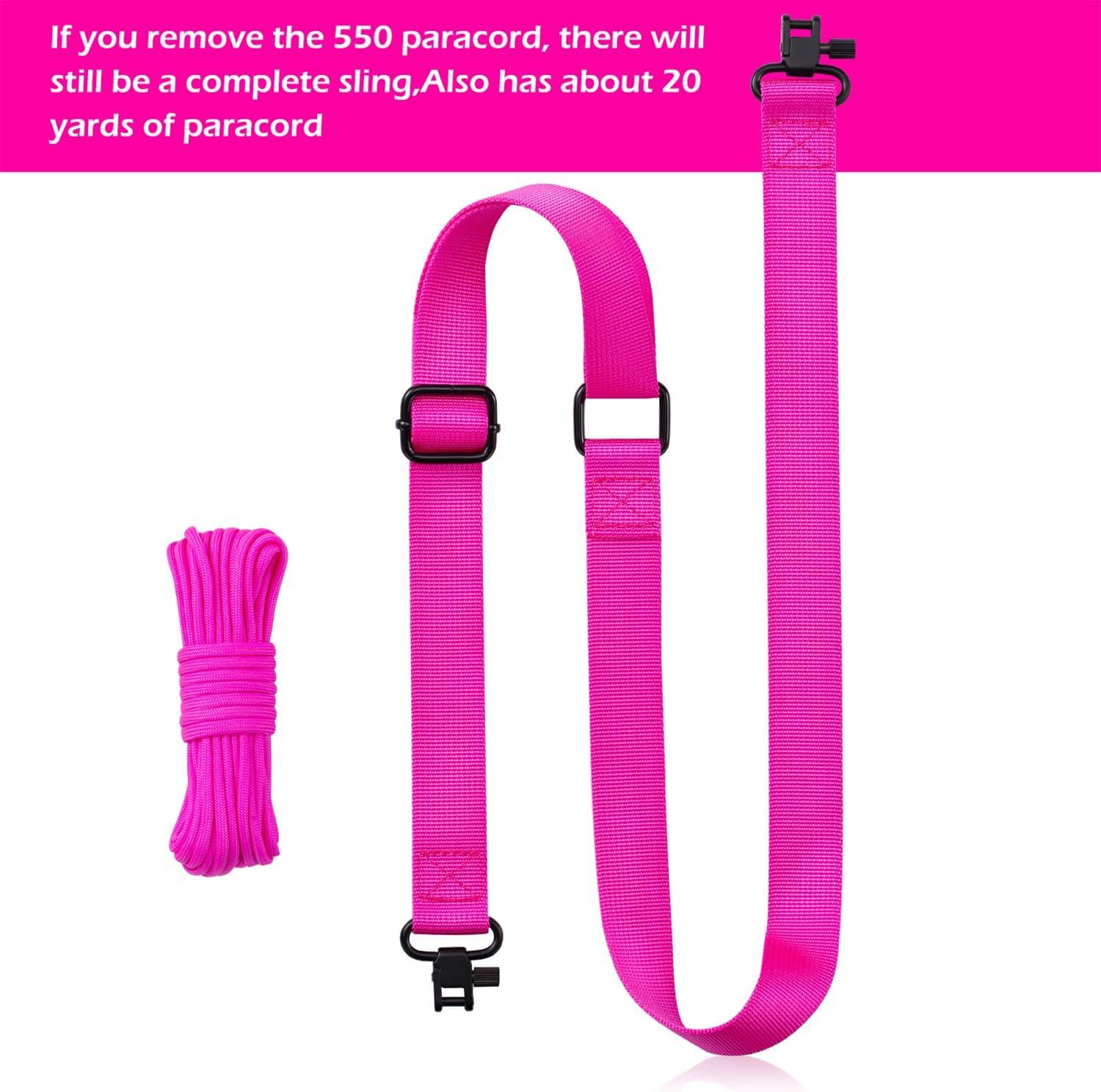 imageVVAAGG TwoPoint Paracord Rifle Sling with Swivels NonSlip Gun Sling with Adjustable Length StrapPink