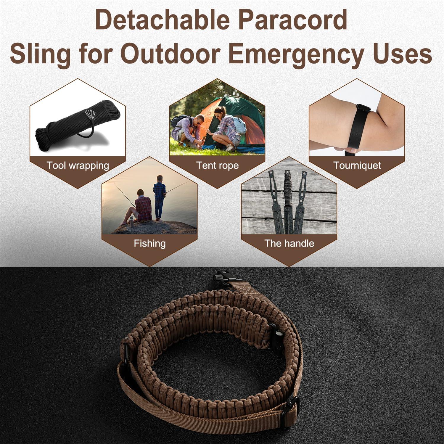 imageVVAAGG TwoPoint Paracord Rifle Sling with Swivels NonSlip Gun Sling with Adjustable Length StrapTan