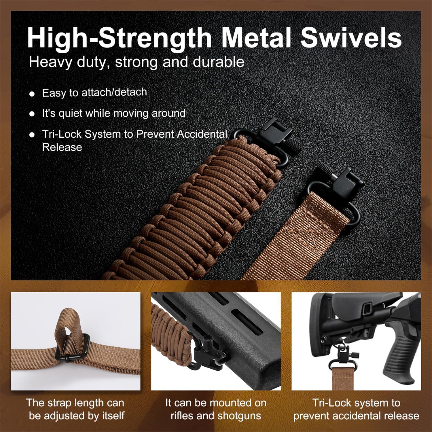 imageVVAAGG TwoPoint Paracord Rifle Sling with Swivels NonSlip Gun Sling with Adjustable Length StrapTan