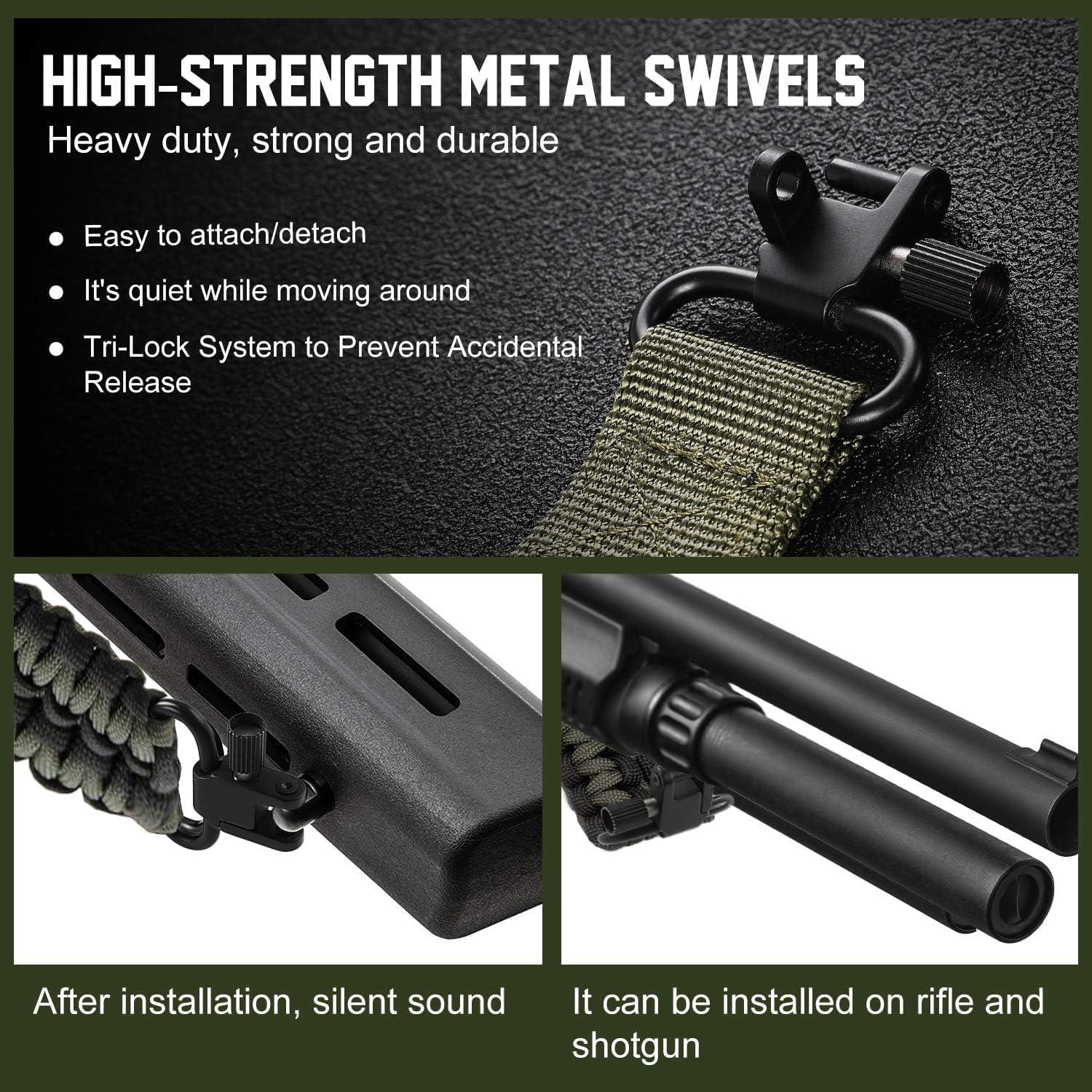 imageVVAAGG TwoPoint Sling with Swivel NonSlip Paracord Sling with Adjustable Length StrapBLGreen
