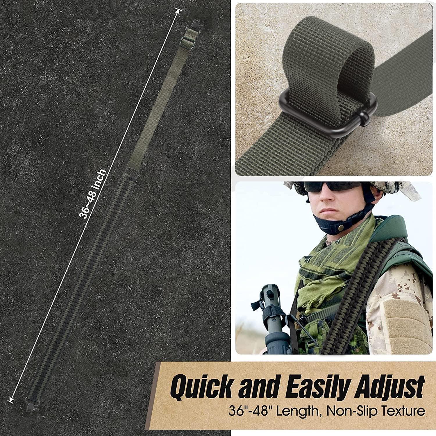 imageVVAAGG TwoPoint Sling with Swivel NonSlip Paracord Sling with Adjustable Length StrapBLGreen
