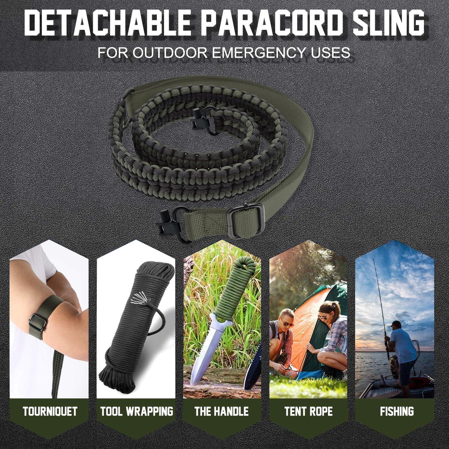 imageVVAAGG TwoPoint Sling with Swivel NonSlip Paracord Sling with Adjustable Length StrapBLGreen
