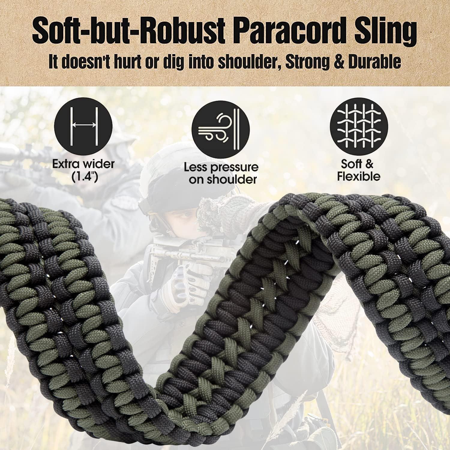 imageVVAAGG TwoPoint Sling with Swivel NonSlip Paracord Sling with Adjustable Length StrapBLGreen