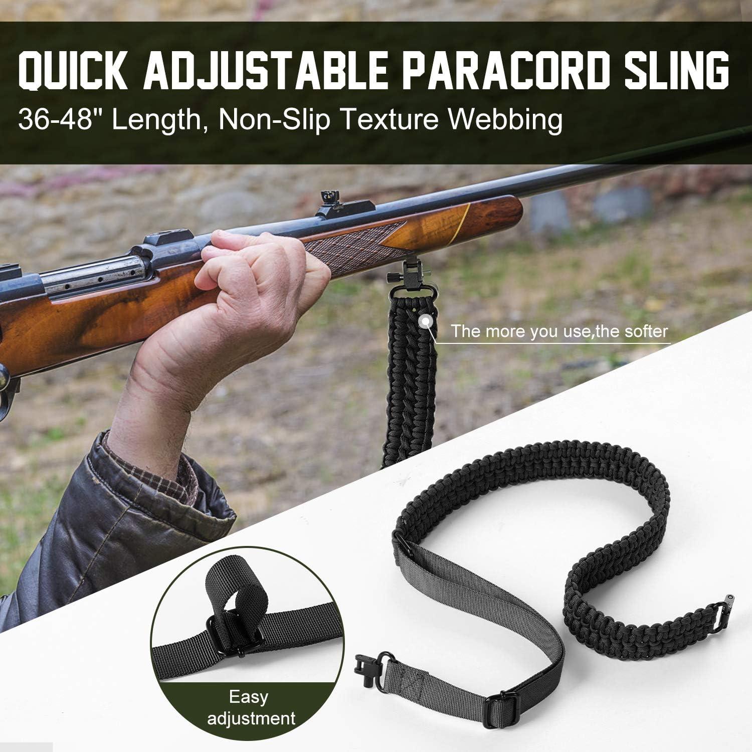 imageVVAAGG TwoPoint Sling with Swivel NonSlip Paracord Sling with Adjustable Length StrapBlack