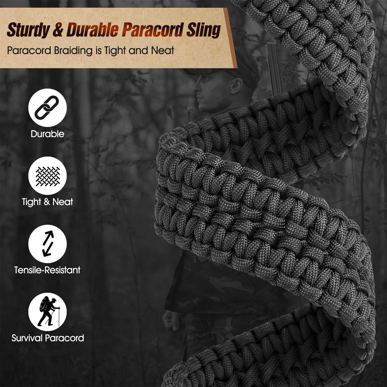 imageVVAAGG TwoPoint Sling with Swivel NonSlip Paracord Sling with Adjustable Length StrapBlack
